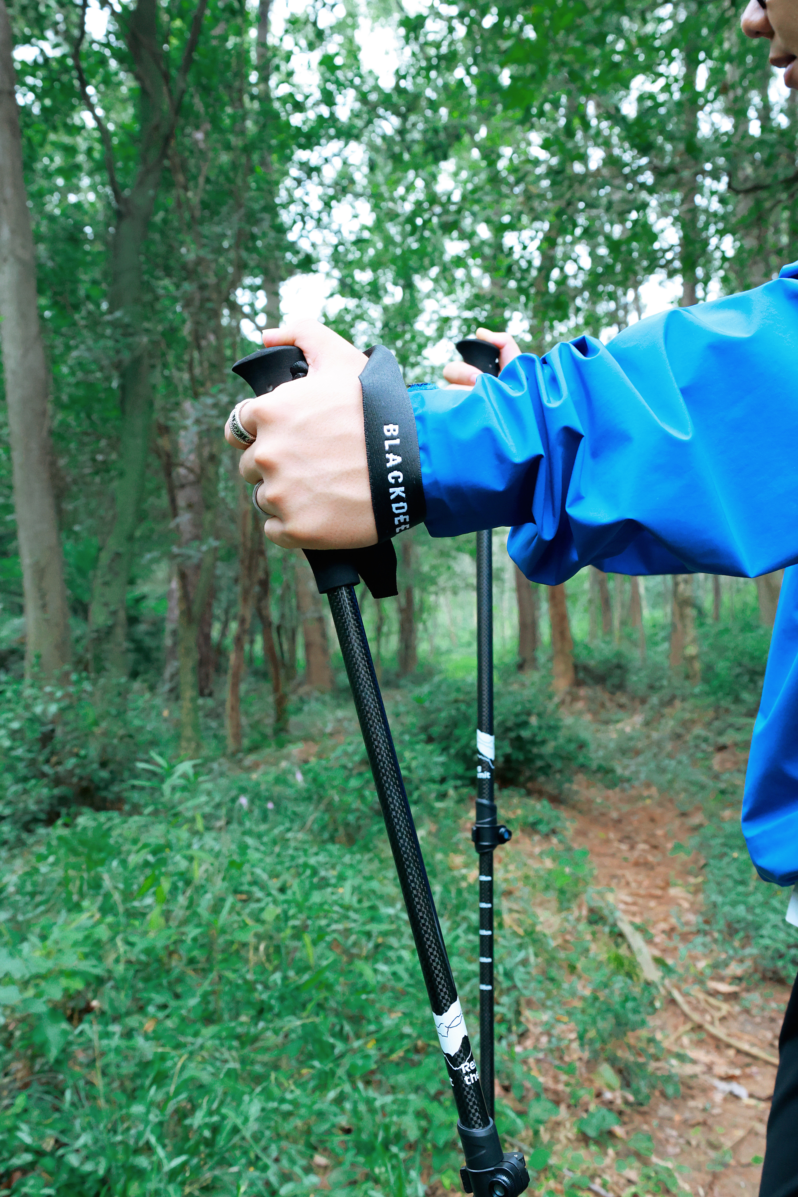 黑鹿（BLACKDEER）登山杖碳纤维超轻伸缩折叠户外徒步防滑登山外锁男163g 纵横-黑色（单根） 实拍图
