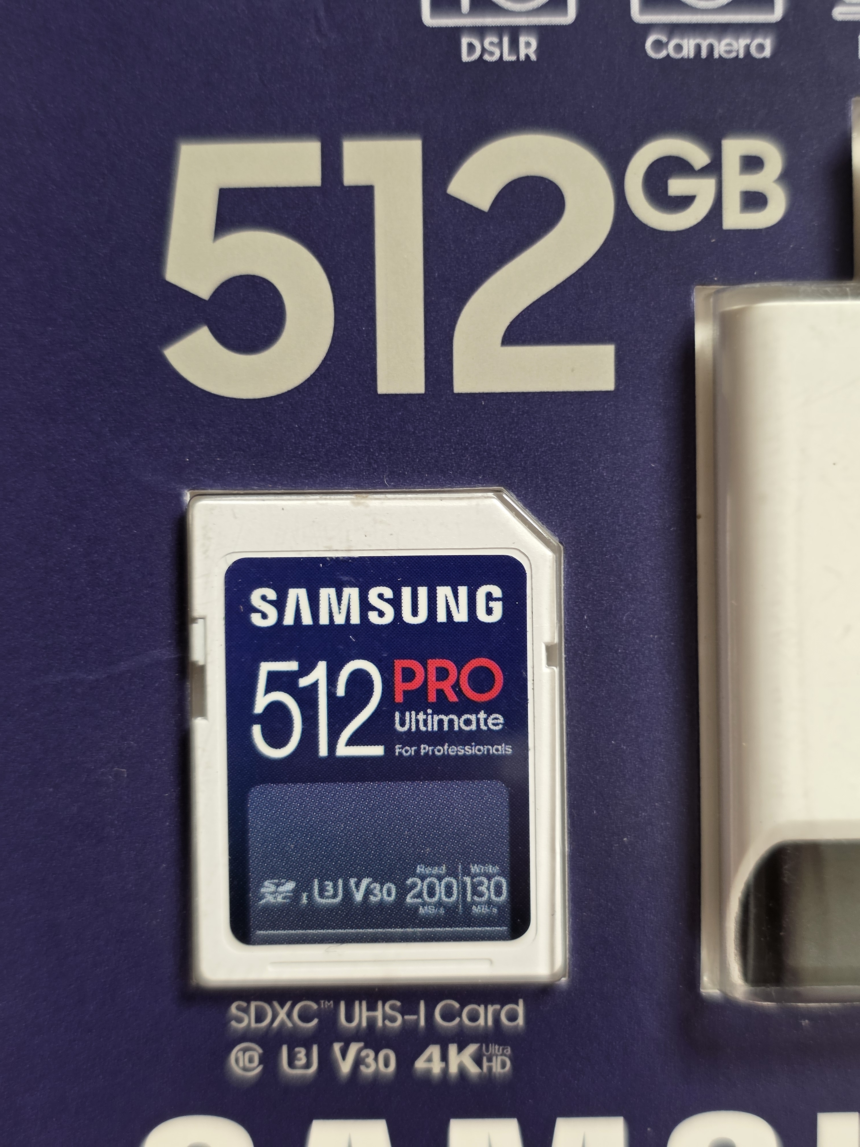 三星（SAMSUNG）512GB SD内存卡读卡器套装 超高速PRO深蓝卡 U3 V30 SD相机卡4K高速连拍 读速200MB/s写速130MB/s 实拍图