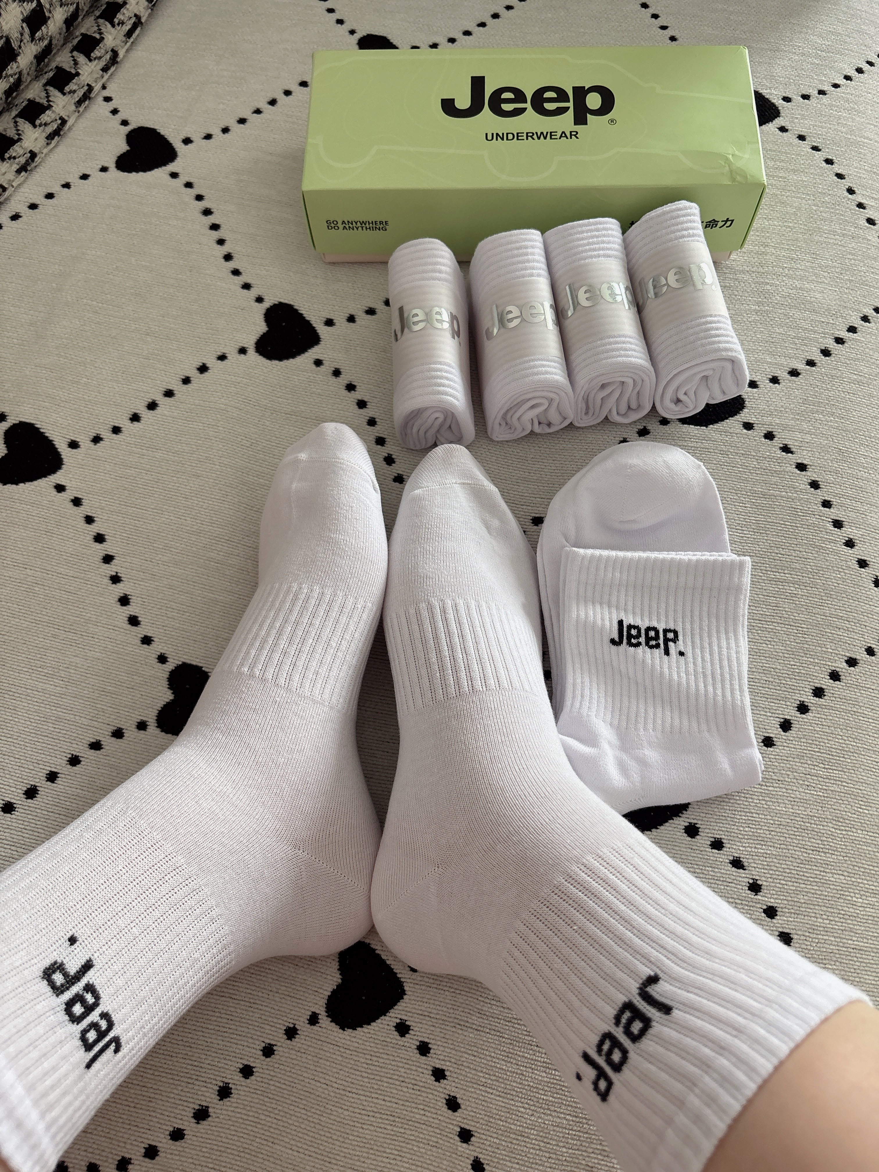 JEEP袜子男秋冬【100%新疆棉+10A抗菌】防臭2026新款爆款运动中筒男袜 实拍图