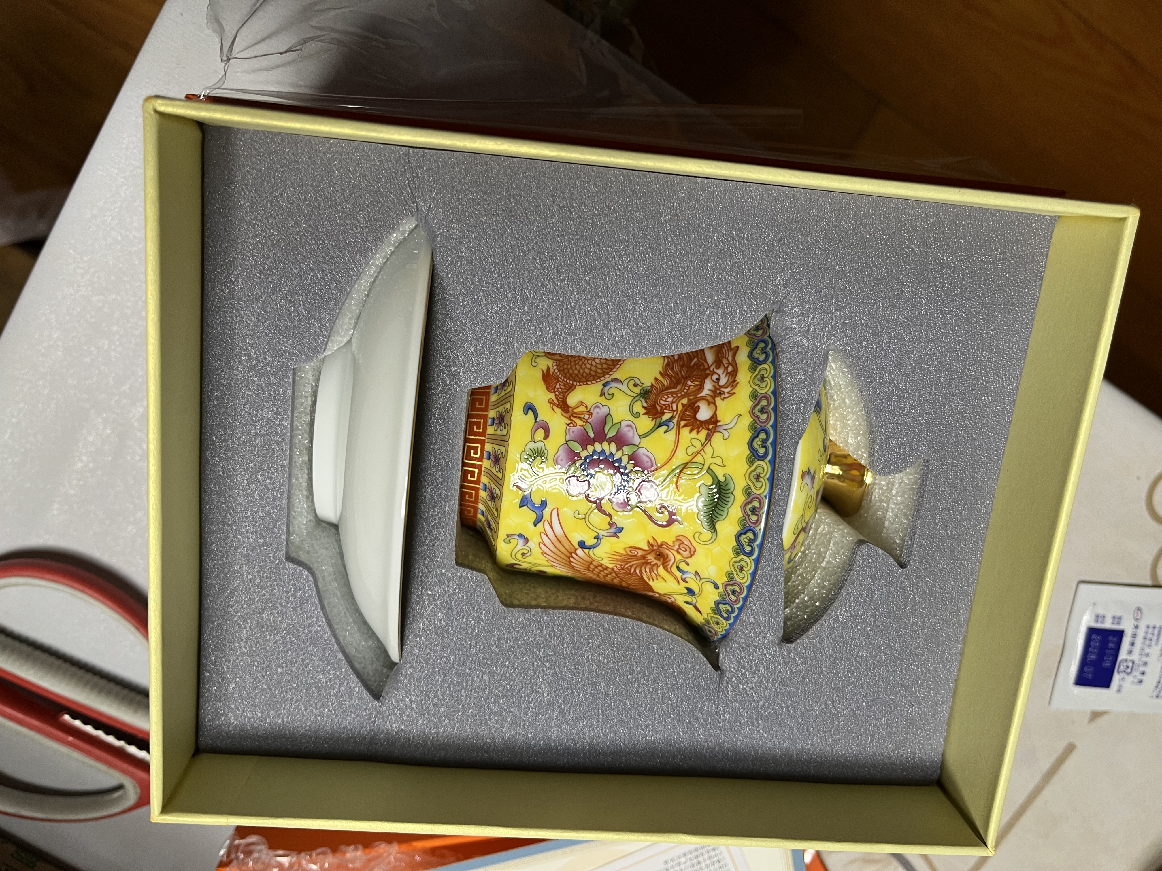 金镶玉盖碗功夫茶具 三才泡茶杯白陶瓷大号 描金珐琅彩盖碗 实拍图