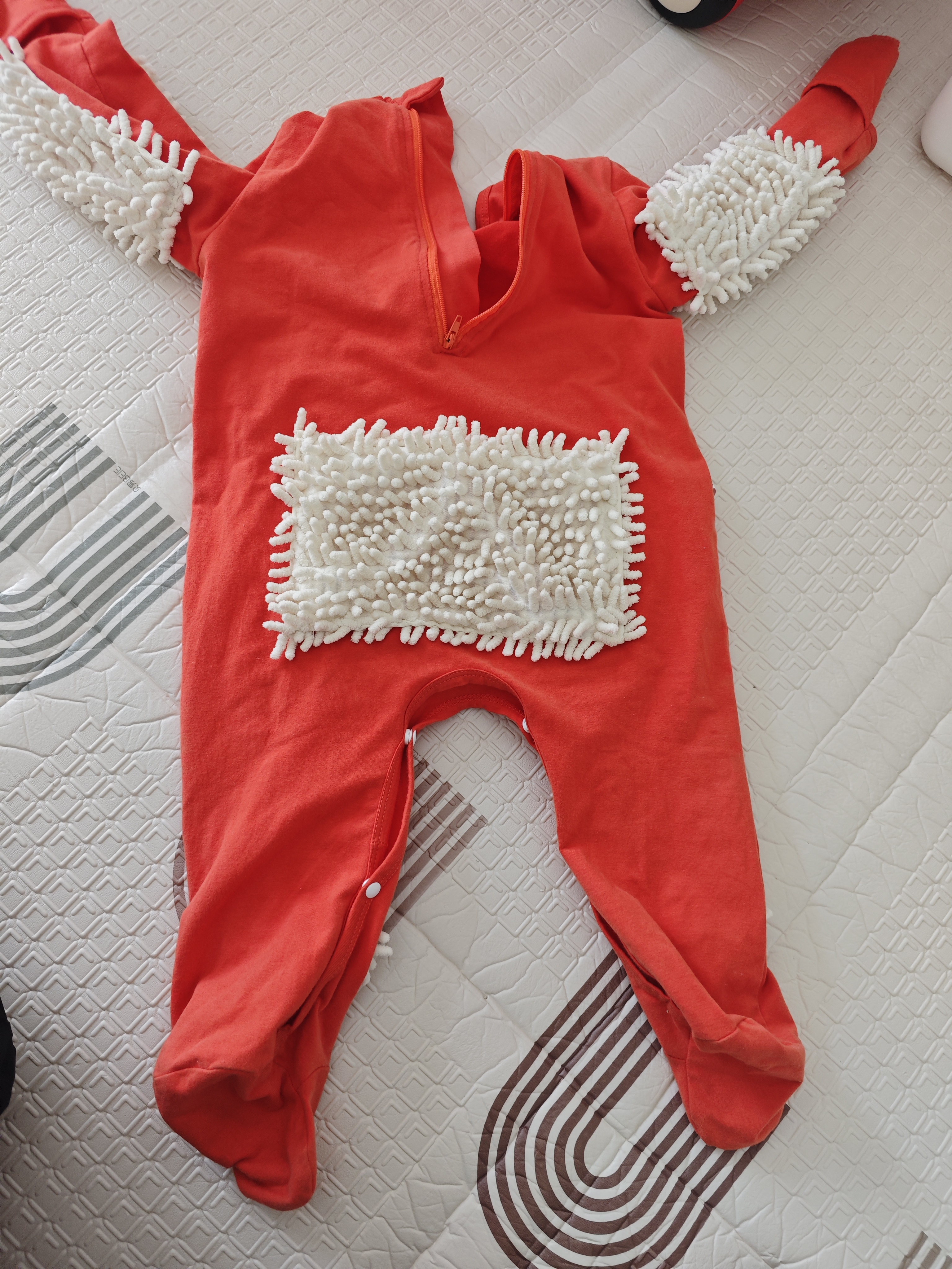 贝瑞加（Babyprints）婴儿连体衣宝宝秋冬拖地护肘爬服防脏擦地哈衣包手包脚衣服 桔80 实拍图