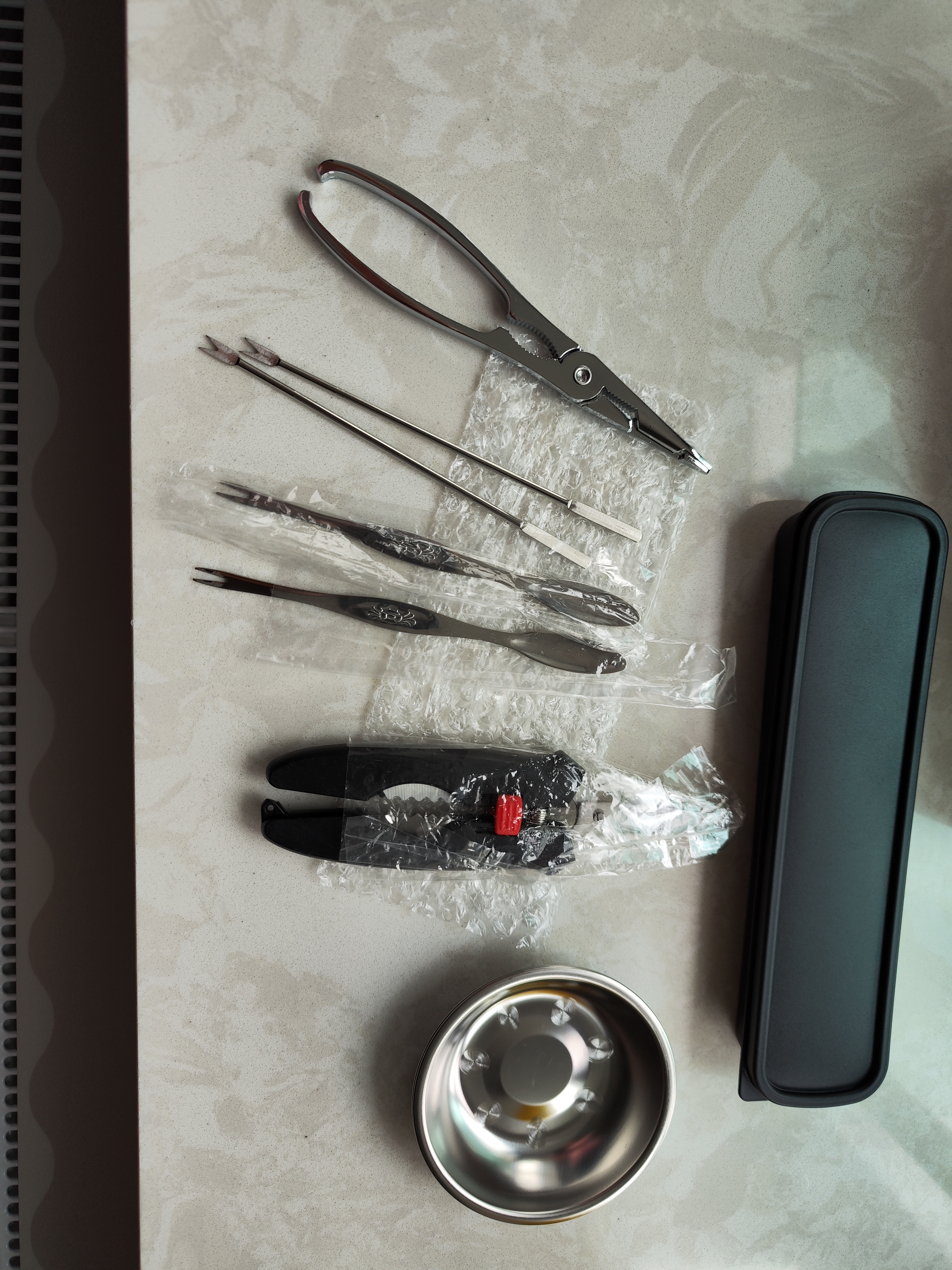 广意蟹八件吃蟹工具螃蟹工具大闸蟹不锈钢蟹针剥蟹钳蟹刀9件套GY8909 实拍图