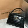 CHARLES&KEITH鳄鱼纹凯莉包手提斜挎婚包包女包生日礼物送女友CK2-50270880-1 Black黑色 S 实拍图