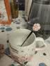 贝瑟斯马克杯 陶瓷杯喝儿童水杯子咖啡杯樱花浮雕杯带盖家用儿童水杯子 实拍图