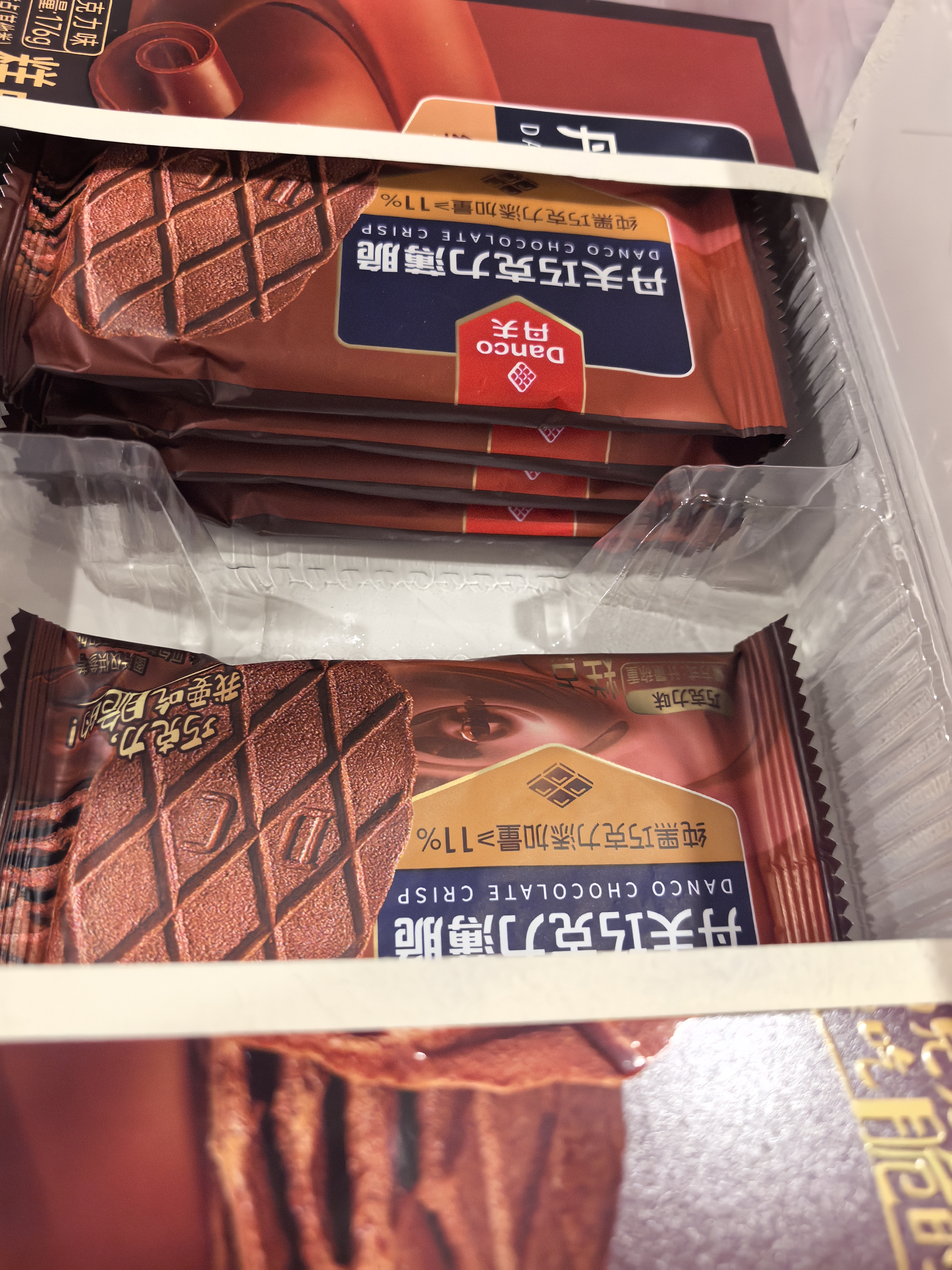 丹夫巧克力薄脆华夫饼176g共16片纯脂黑巧克力脆饼干茶健康早餐零食 实拍图
