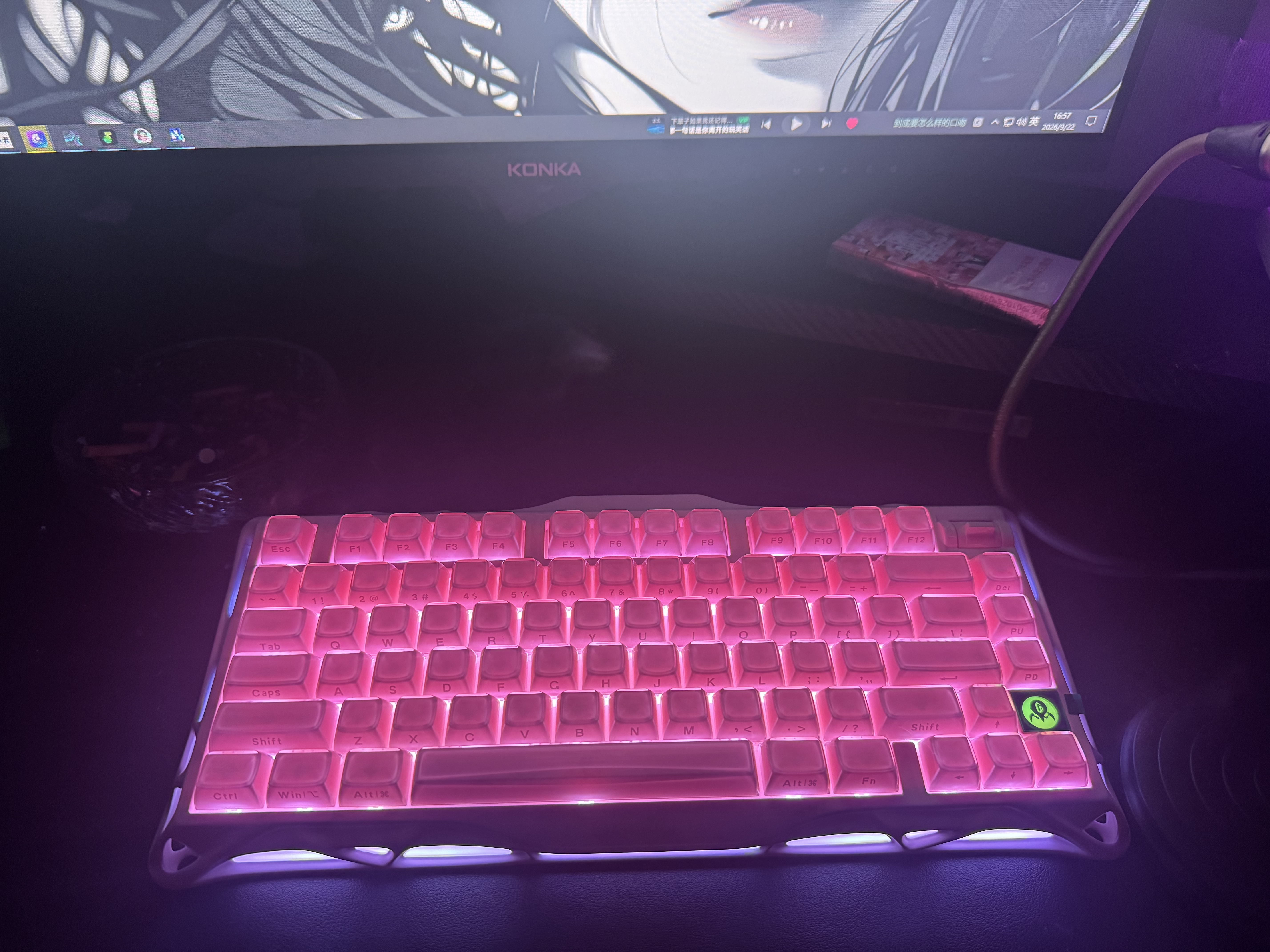 重力星球破茧75K1机械键盘无线/有线蓝牙三模电竞游戏鼠标键盘套装客制化金属RGB灯光键鼠套装 【K1专业版】罗斯粉（果冻键帽） 实拍图