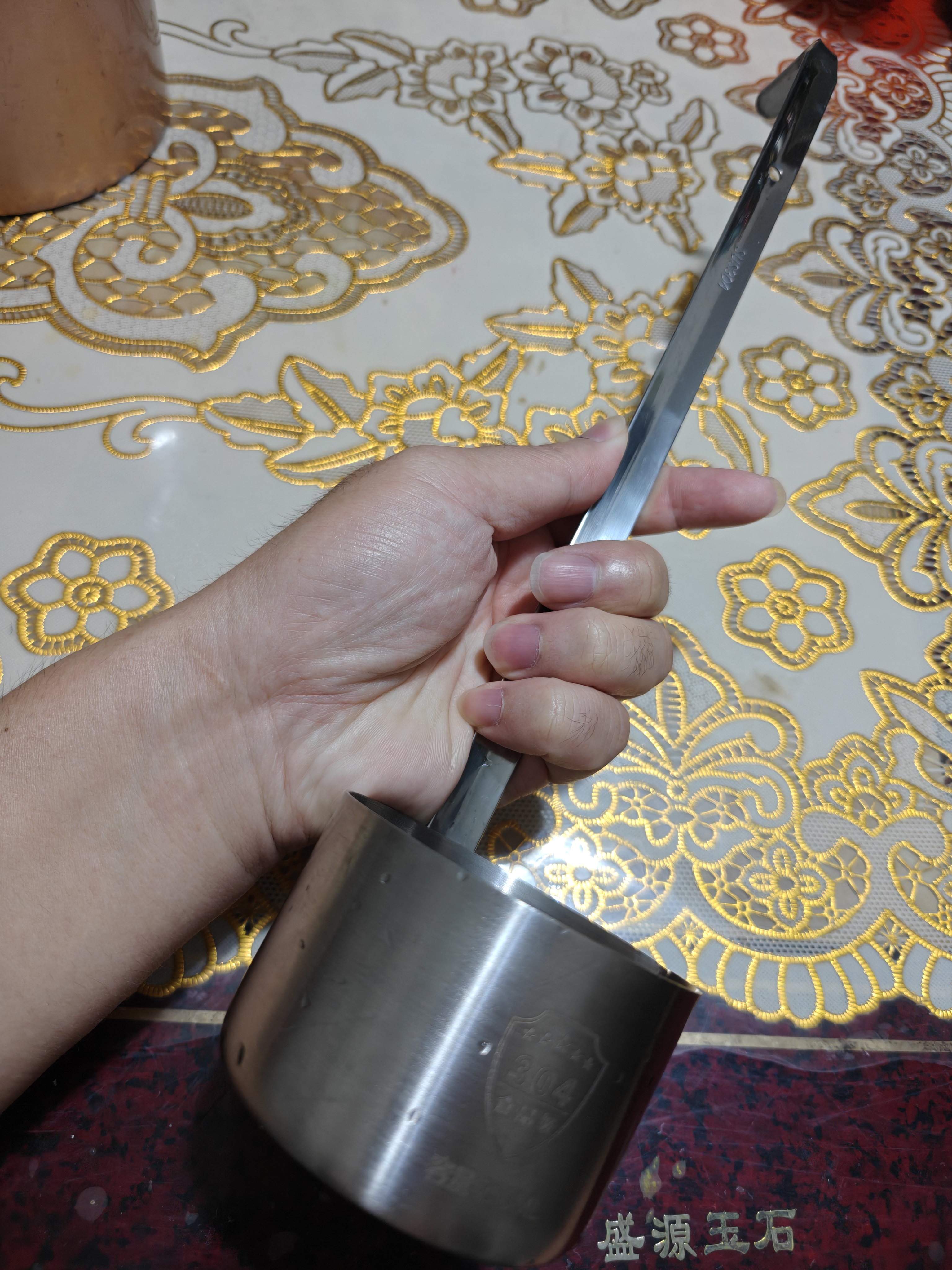 拜杰304不锈钢酒提子 量酒器酒吊打酒勺子打酒器打油勺半斤 250ml 实拍图