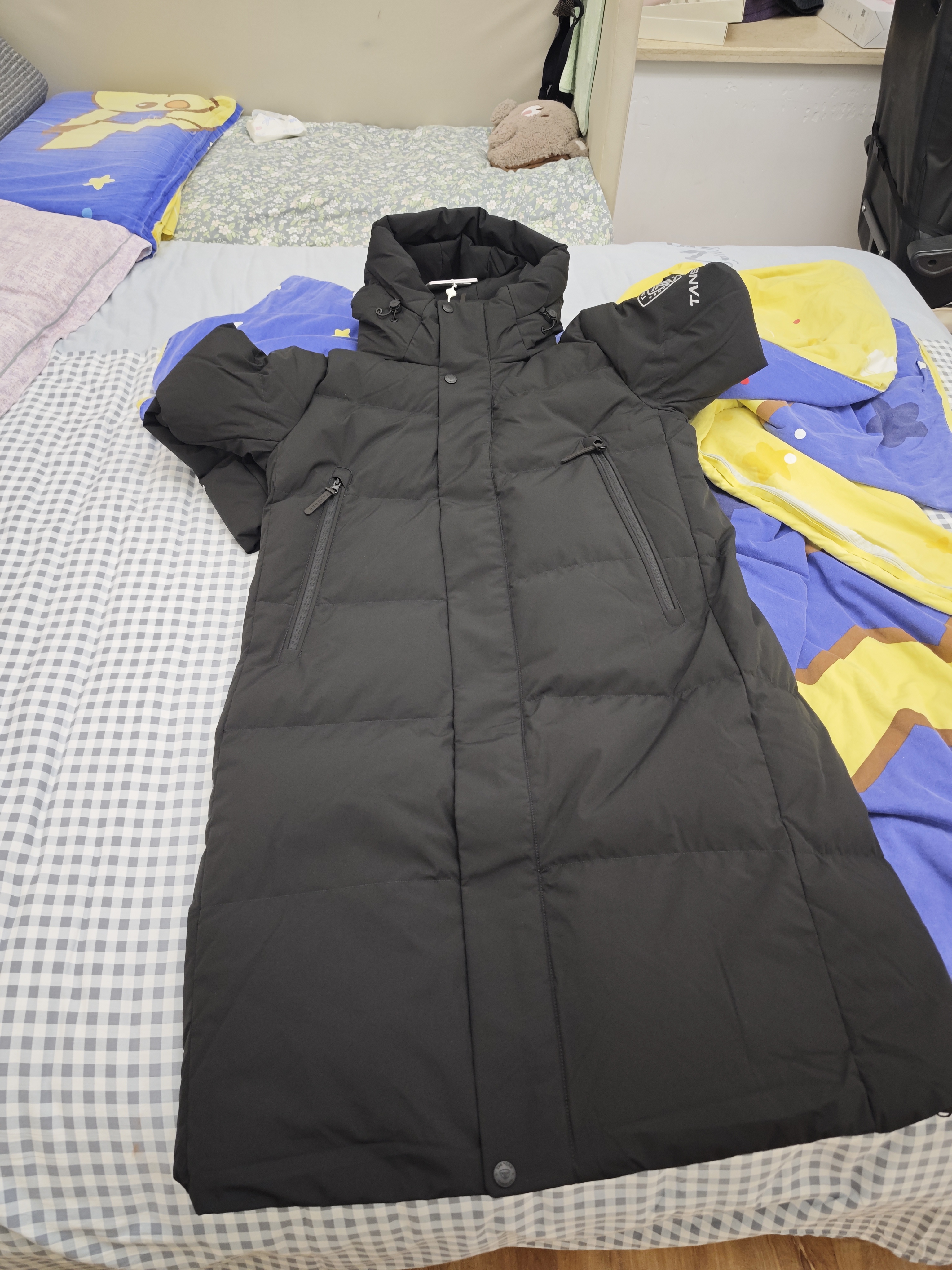 坦博尔羽绒服男士中长款连帽冬季加厚运动休闲保暖外套550735D 黑色175 实拍图