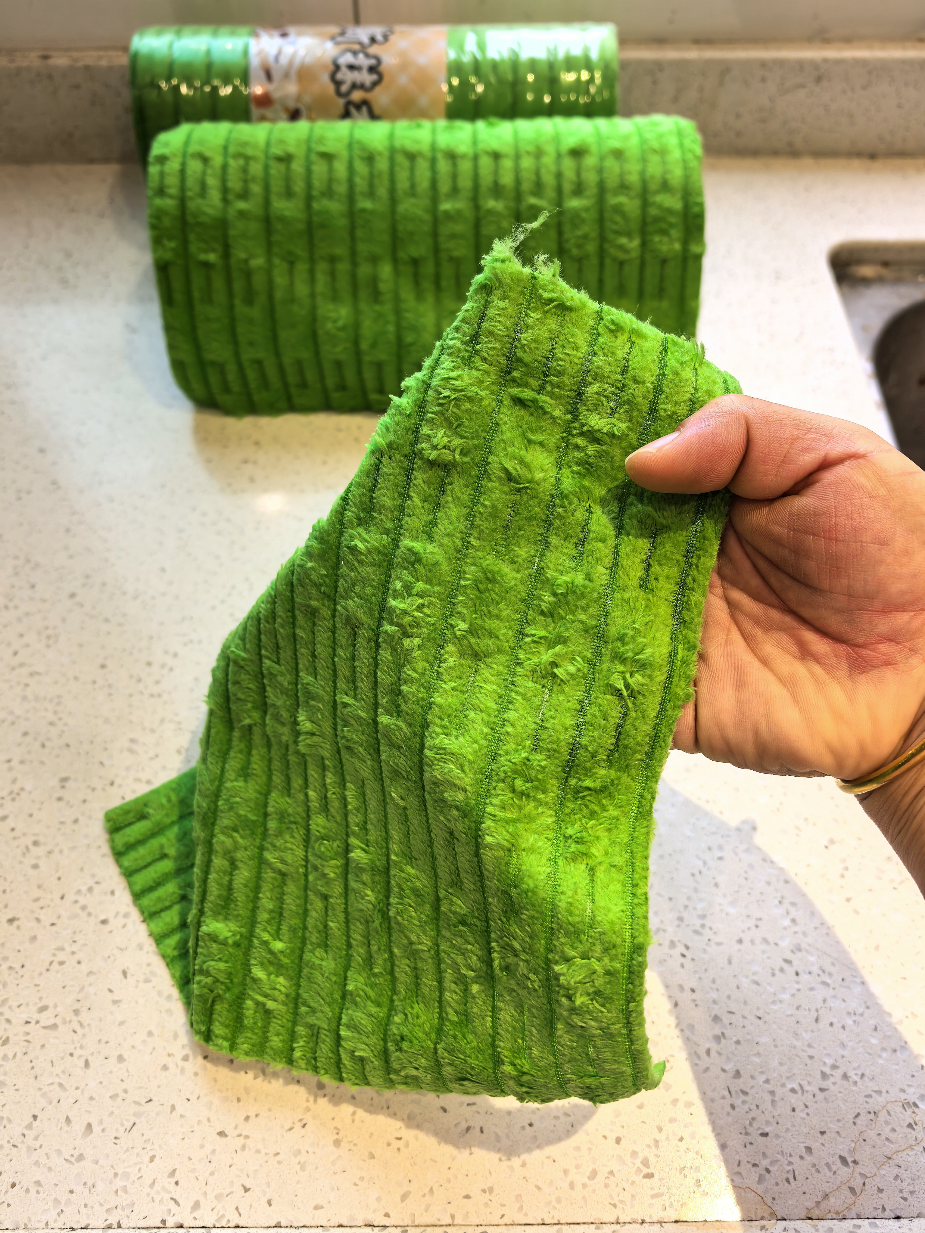YNK·UNIORAM竹节绒手撕懒人抹布10A抗菌干湿两用周抛抹布加厚厨房专用洗碗布 实拍图