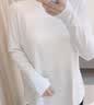 蕉下宽松长袖T恤女秋上衣白色新款运动圆领透气内搭打底衫新款CT023 实拍图
