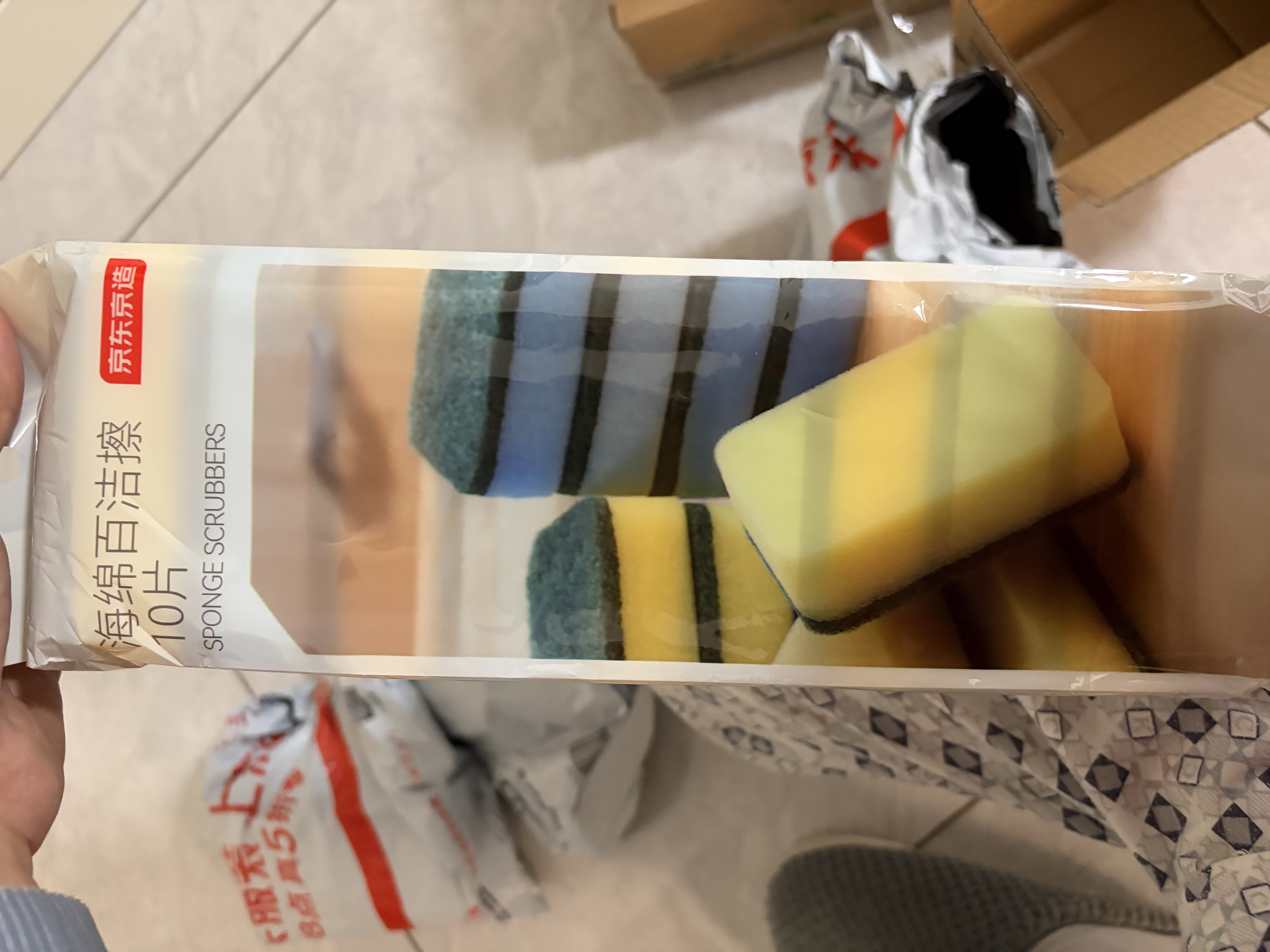 京东京造 百洁擦10片装 抹布百洁布 厨房洗碗布 去油污海绵擦 实拍图