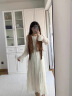 沐霓桔梗法式茶歇长袖连衣裙子女春季2025年新款女装显瘦气质压褶长裙 长袖连衣裙浅杏色（加内里）L 实拍图