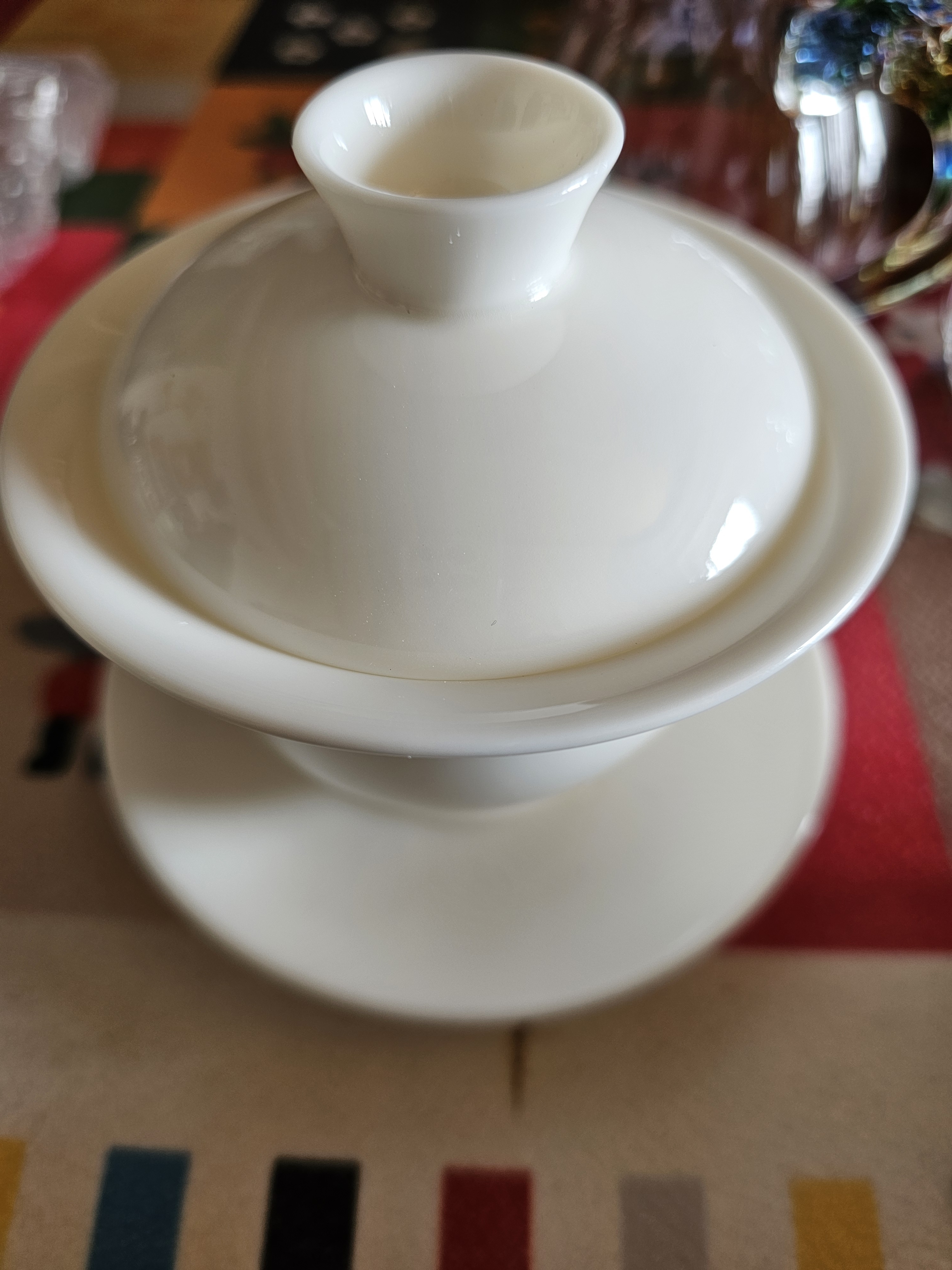 京东京造 茶杯盖碗  360°旋转可悬停功夫泡茶盖碗茶具羊脂玉瓷薄胎150ml 实拍图