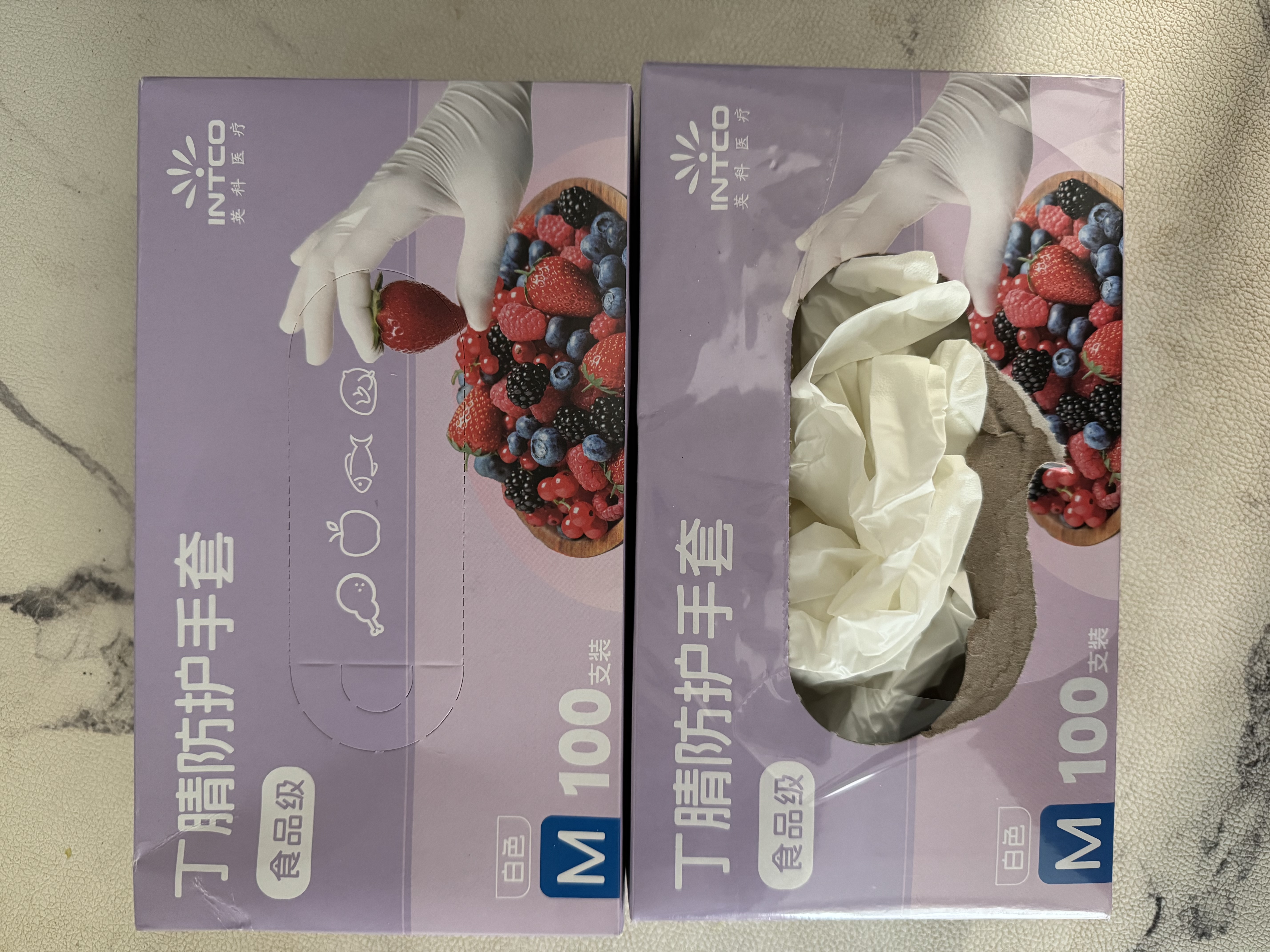 英科医疗（INTCO）一次性手套丁腈手套100只中码加厚耐用丁晴白色食品级橡胶手套 实拍图