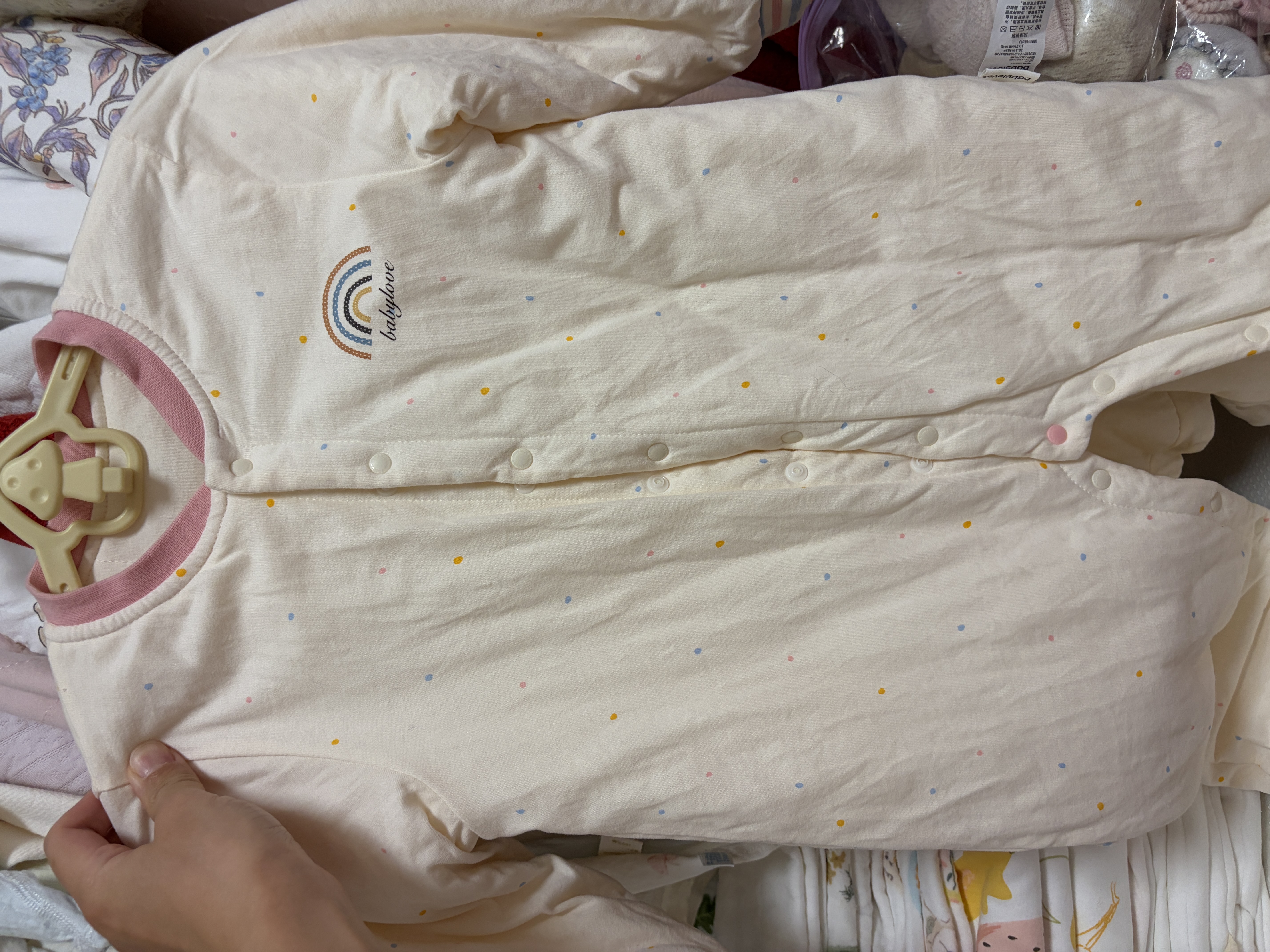 babylove【清仓】婴儿连体衣秋冬季衣服宝宝恒温保暖薄夹棉哈衣棉服 汐蓝粉 90cm 实拍图