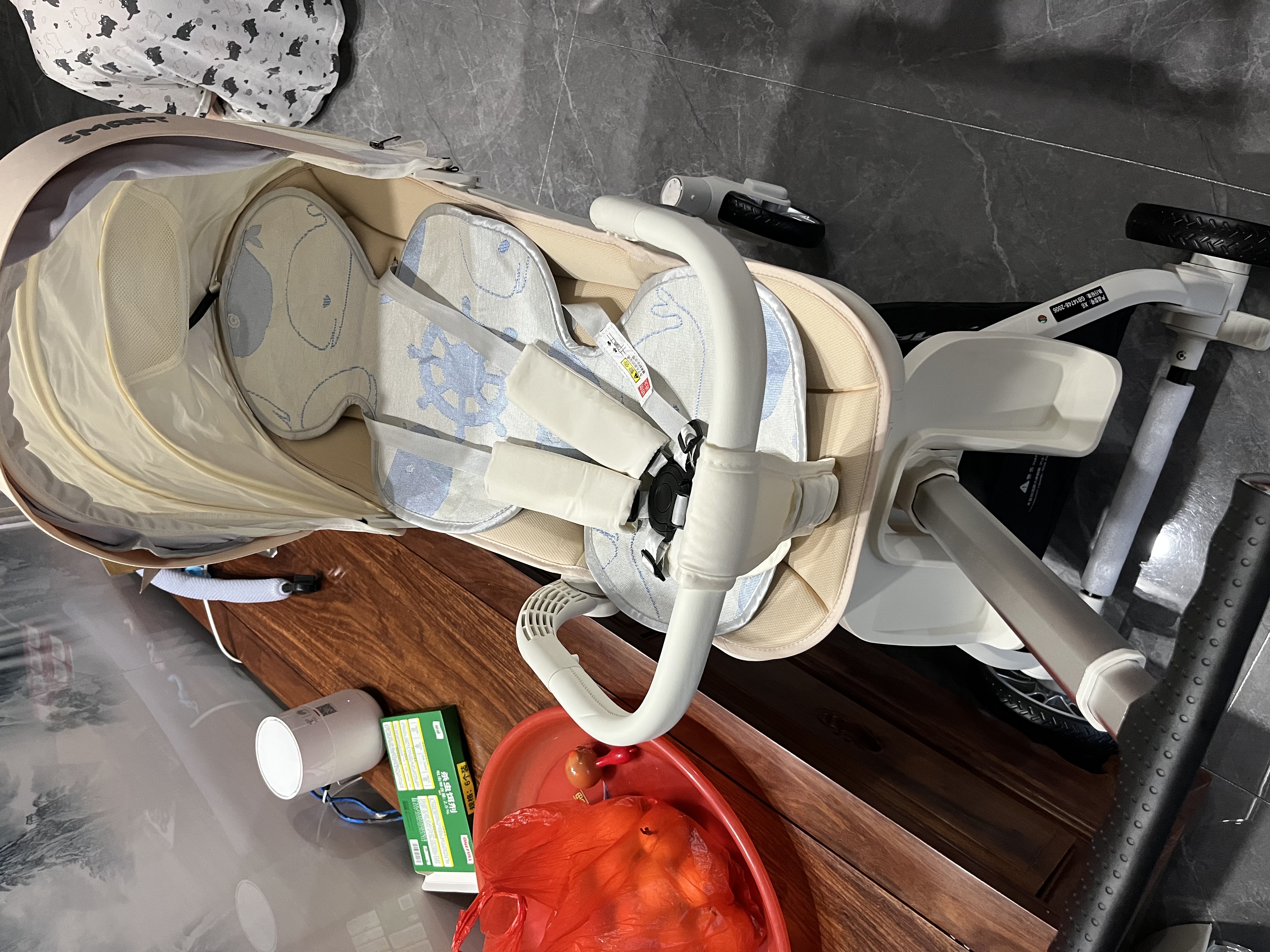 思漫特遛娃神器婴儿推车可坐可躺轻便折叠双向高景观0-6岁用宝宝溜娃车 香槟白(轻便护脊+双弹簧大轮) 实拍图
