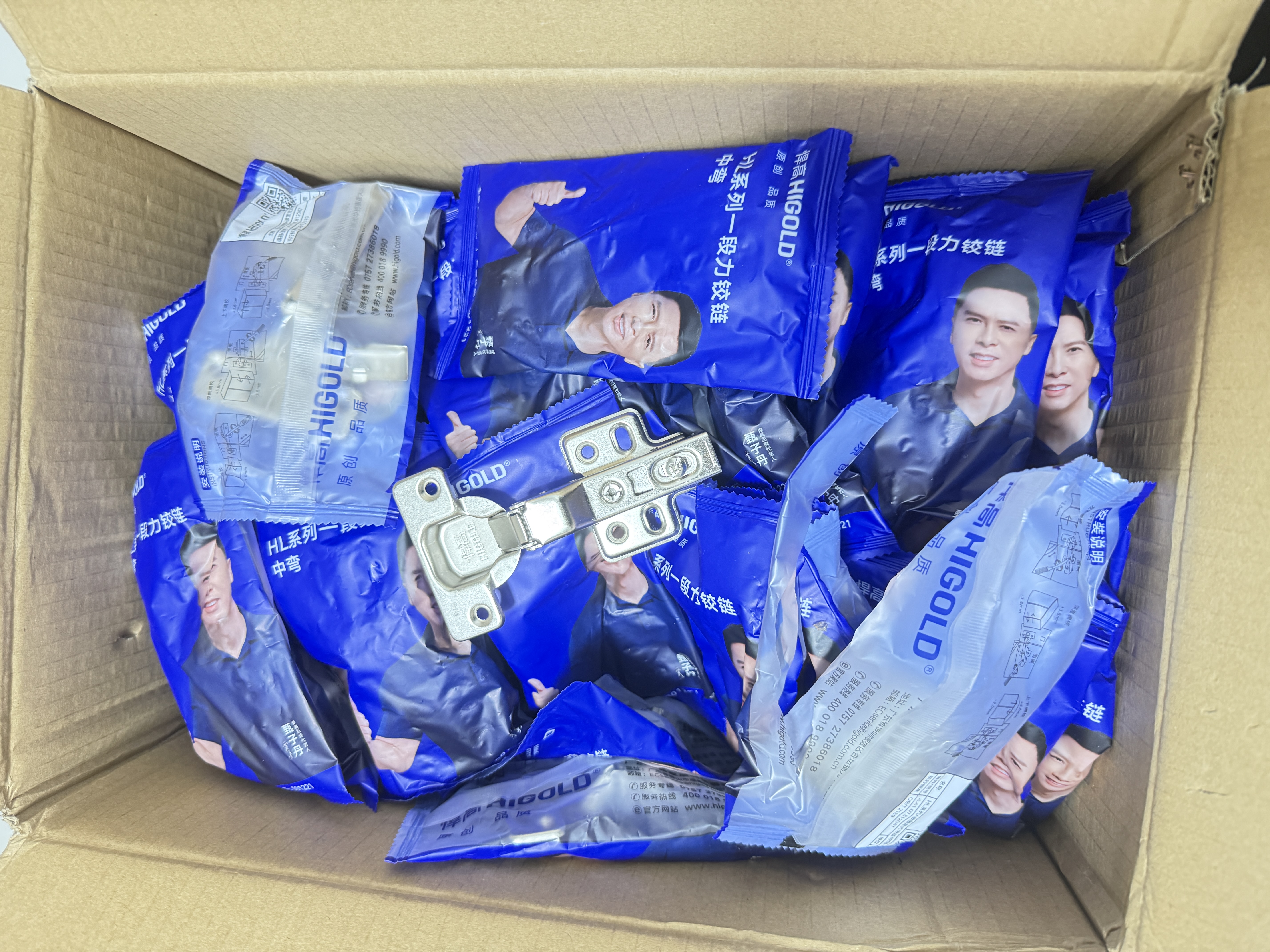 悍高（HIGOLD） 304不锈钢快装式固定式液压铰链缓冲阻尼铰链橱柜合页五金配件 （单只）优质冷轧钢（固定式）直臂 实拍图