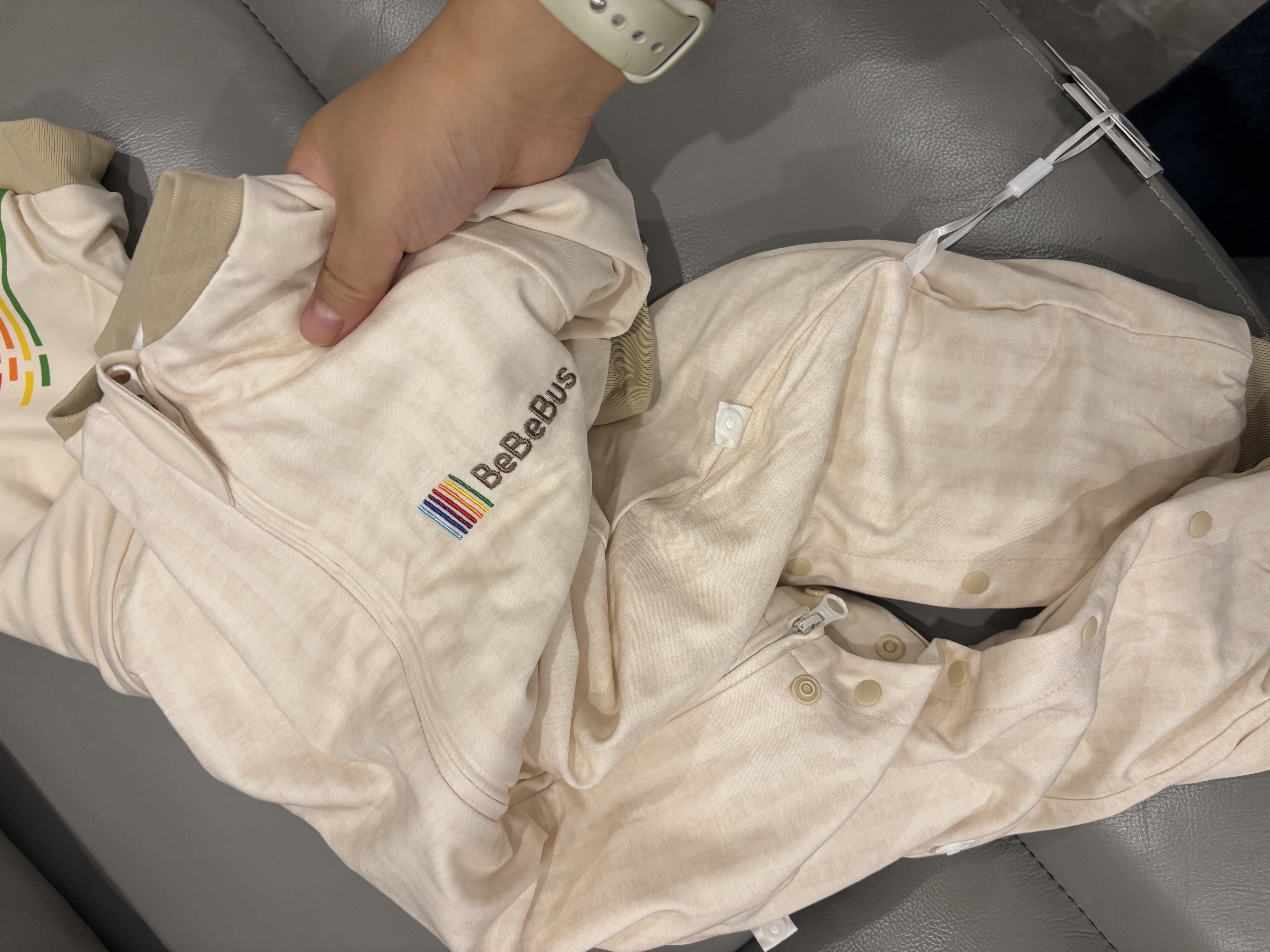 bebebus婴儿睡袋白池花春秋四季通用儿童宝宝分腿睡袋防踢被棕 双层M 实拍图