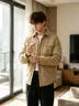 Teenie Weenie小熊男装羽绒服冬季衬衫式羽绒服保暖外套外套男 卡其色 M (170) 实拍图