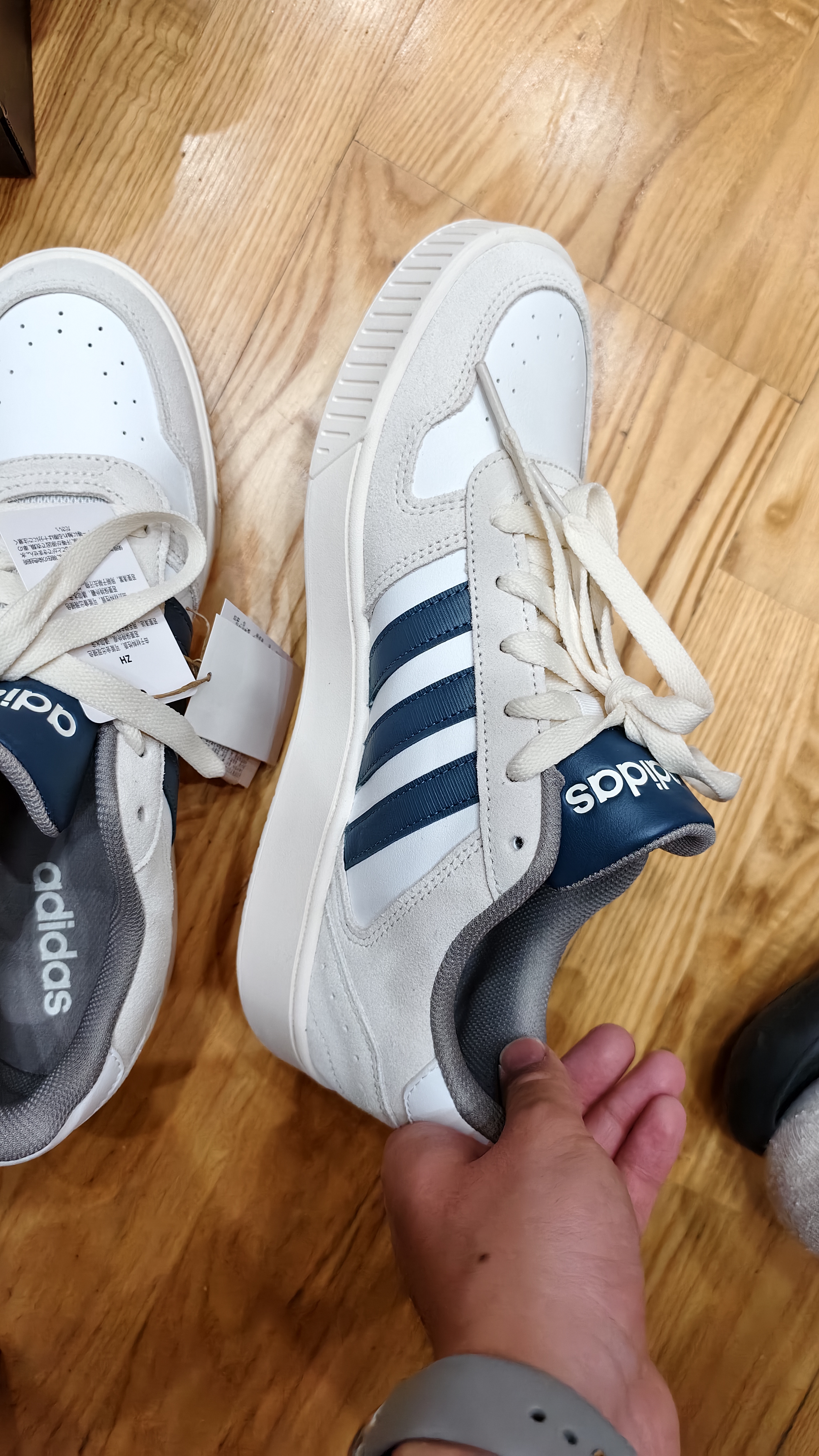adidas「小锯齿」D-PAD CLASSIC美高风篮球风板鞋男女阿迪达斯   白色/蓝色/棕色   42.5 实拍图