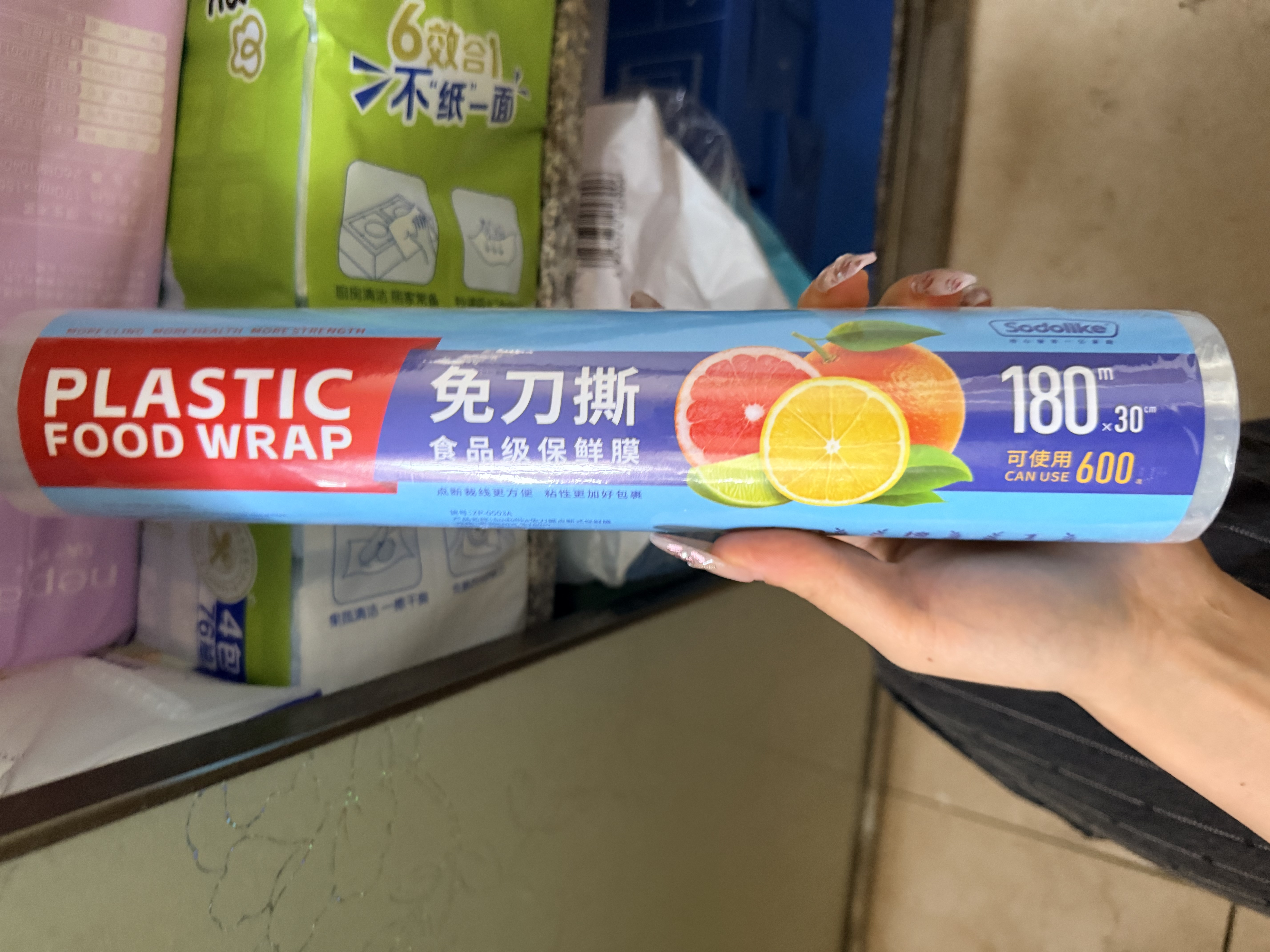 Sodolike尚岛食品级家用 30cm*180米 免刀撕保鲜膜易撕取 冰箱微波适用 实拍图