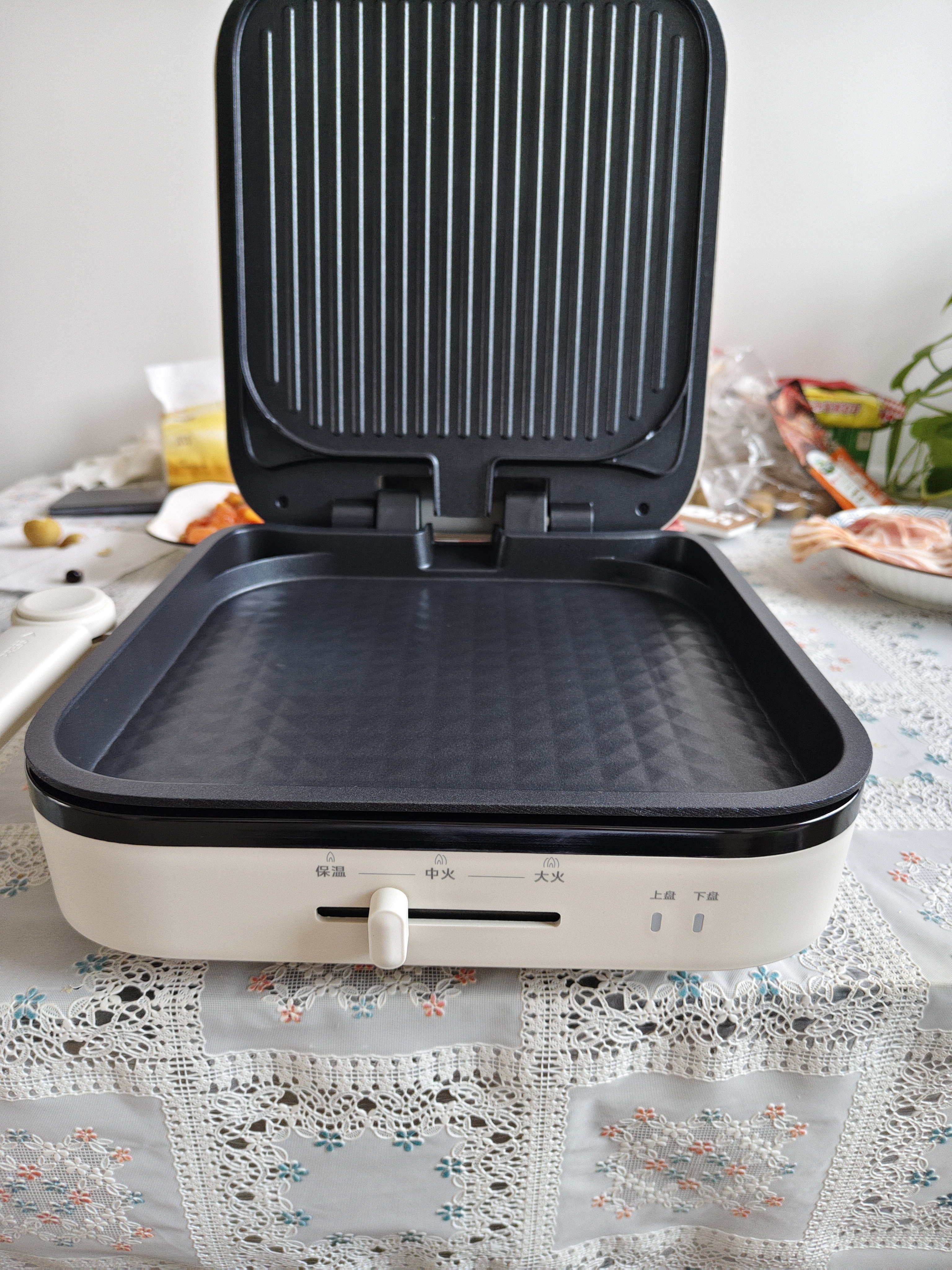 美的（Midea）电饼铛家用下盘可拆洗大火力三明治早餐机煎烤锅 方形双面加热加深大尺寸升级蒸汽烙饼烤肉锅28J51 实拍图