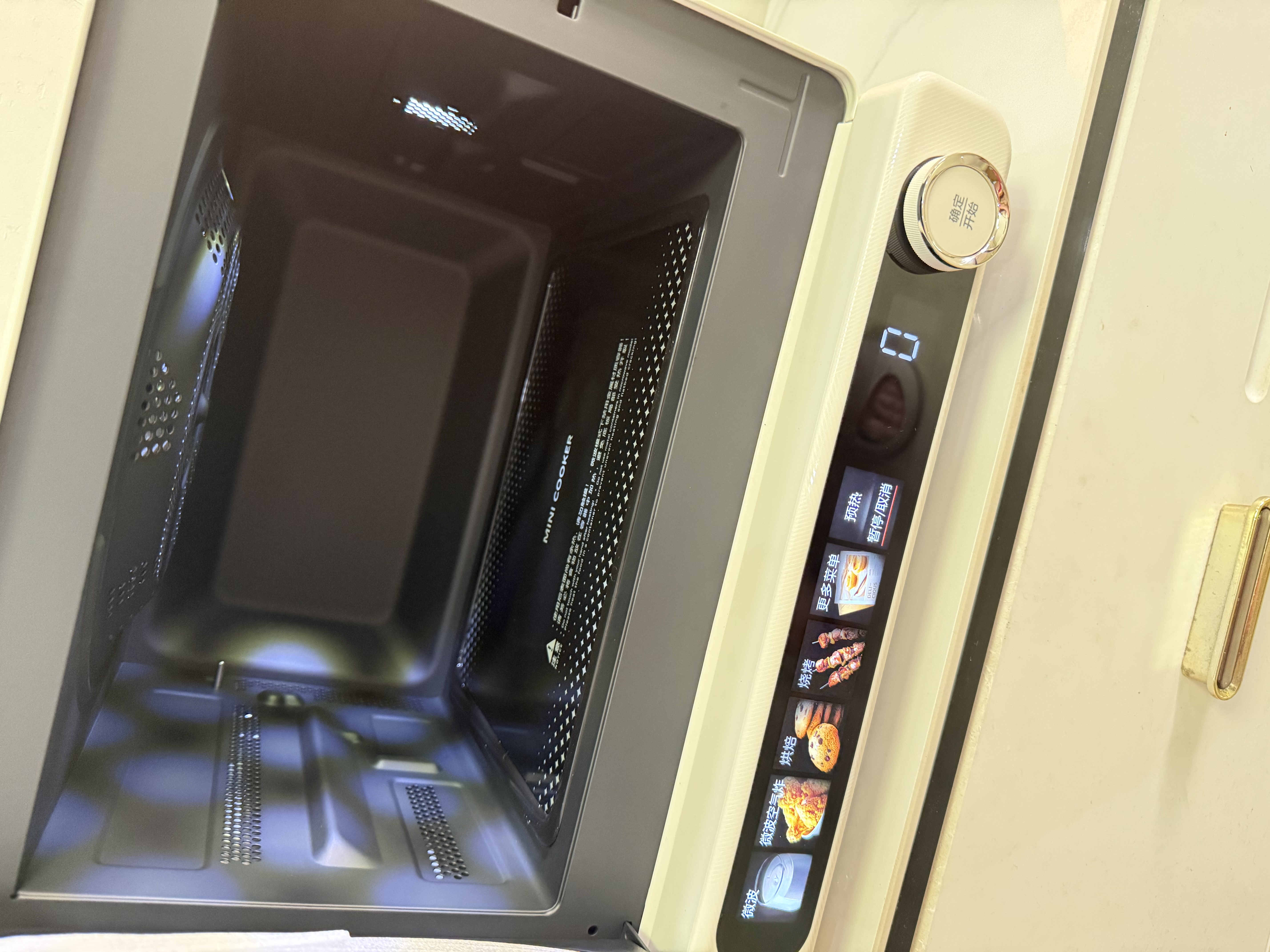 美的（Midea）小滋味2.0微烤炸一体机彩膜触控变频平板顶部烤管热风微波炉电烤箱空气炸一体2026新款F15 实拍图