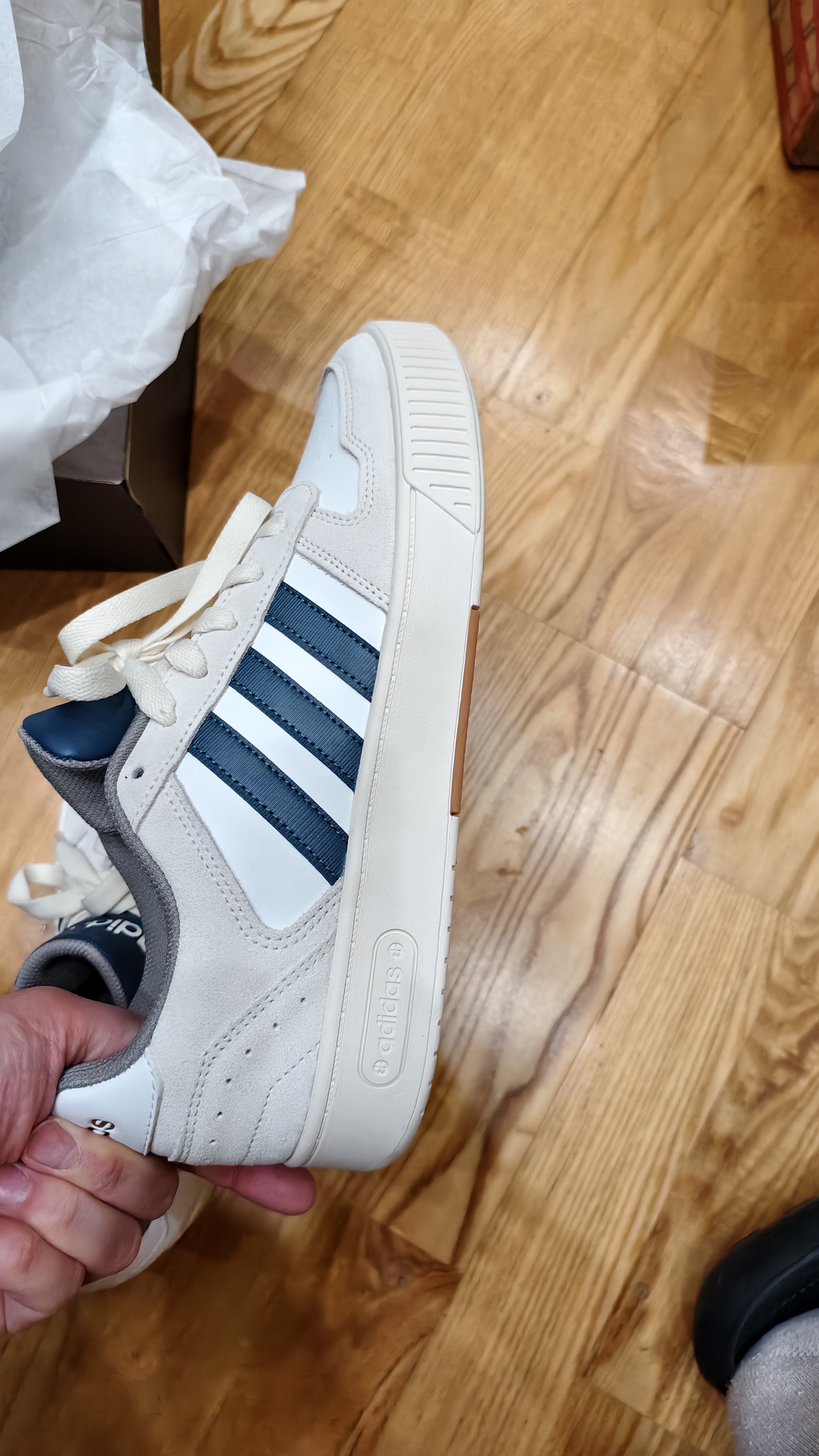 adidas「小锯齿」D-PAD CLASSIC美高风篮球风板鞋男女阿迪达斯   白色/蓝色/棕色   42.5 实拍图