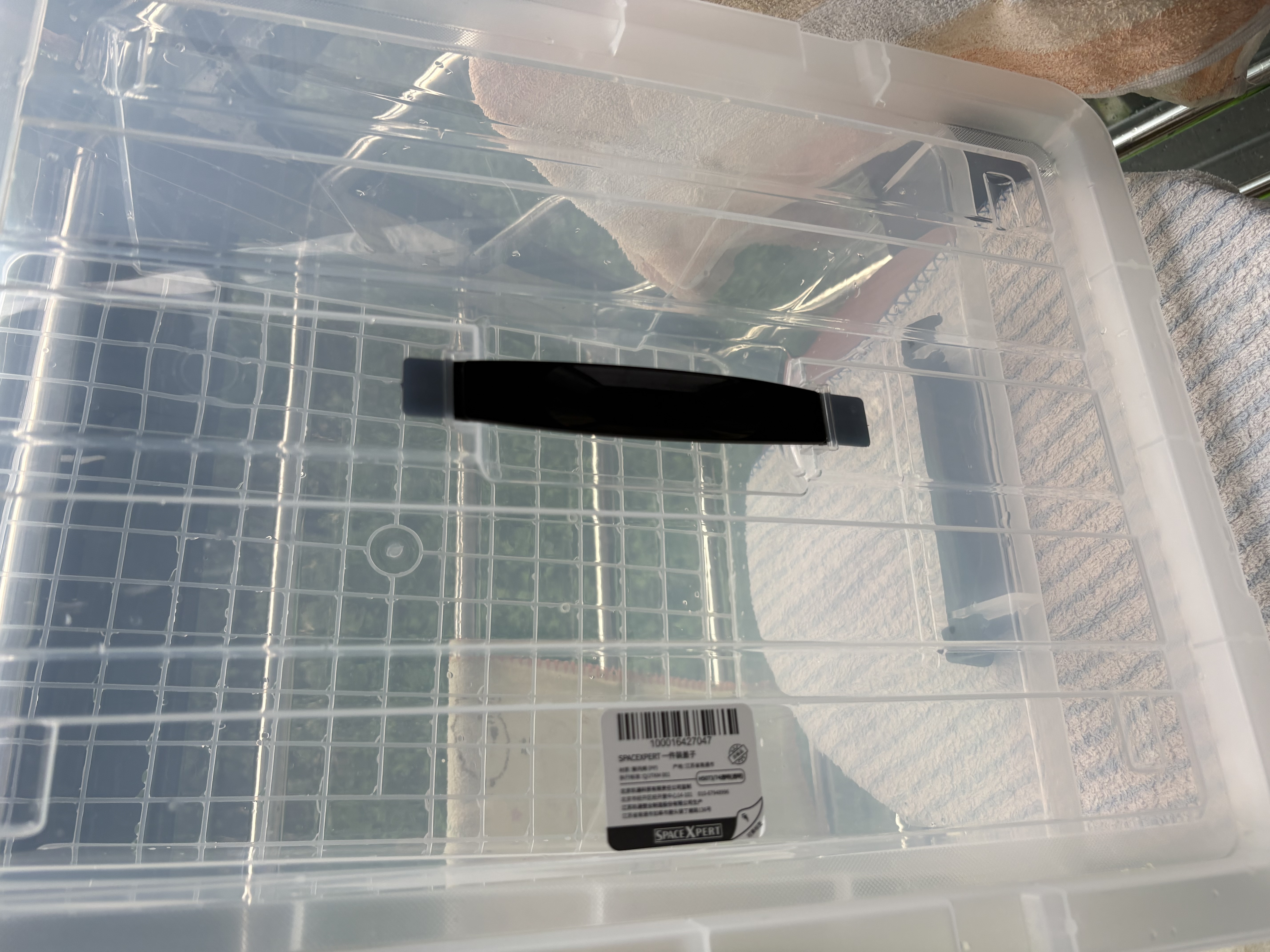 SPACEXPERT 衣物收纳箱特大号塑料整理箱车载储物箱35L透明 1个装 带提手 实拍图