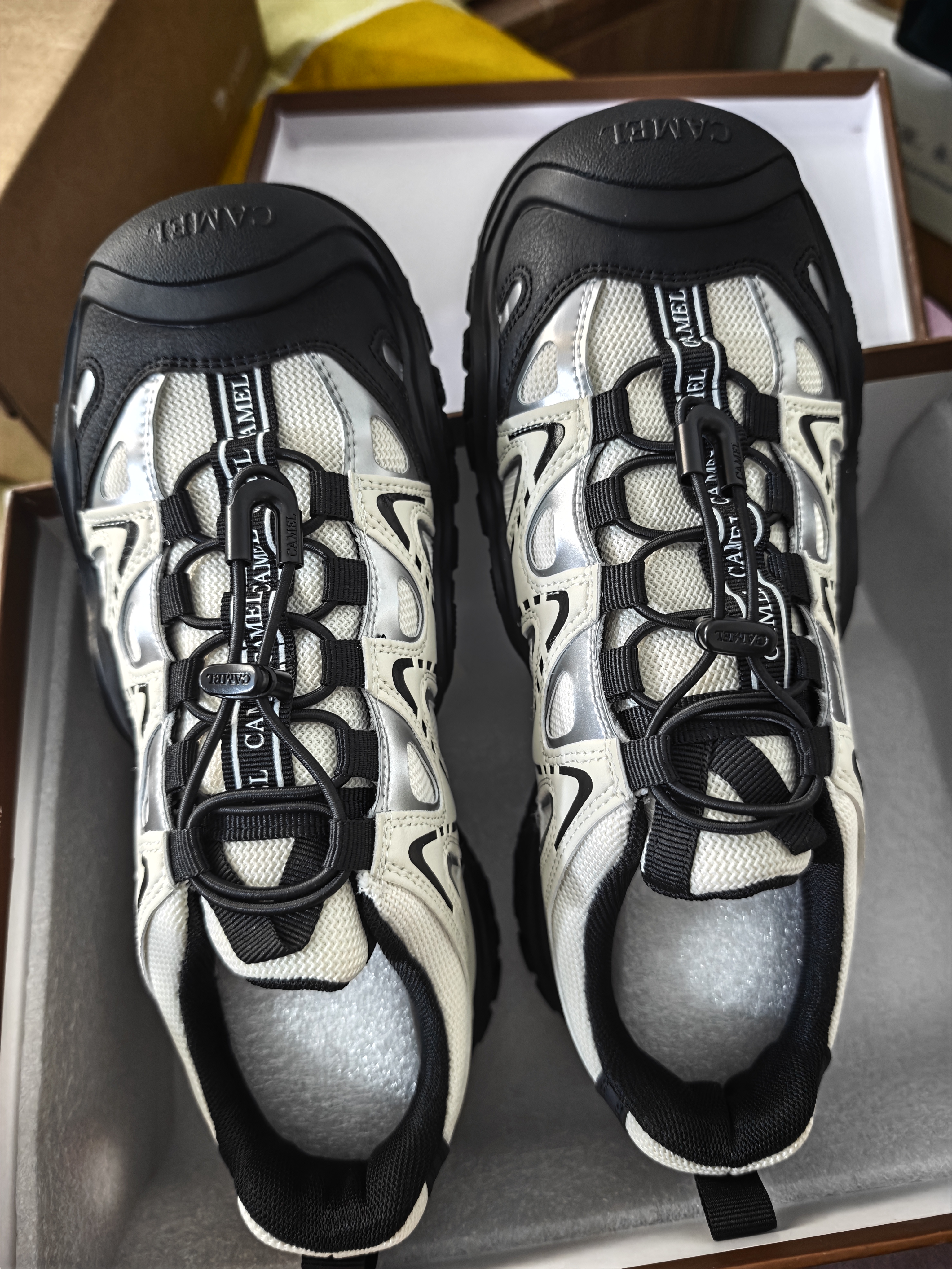 骆驼（CAMEL）丑萌登山鞋女增高厚底运动休闲鞋户外时尚徒步鞋 L24S076620米/银/黑 37 实拍图