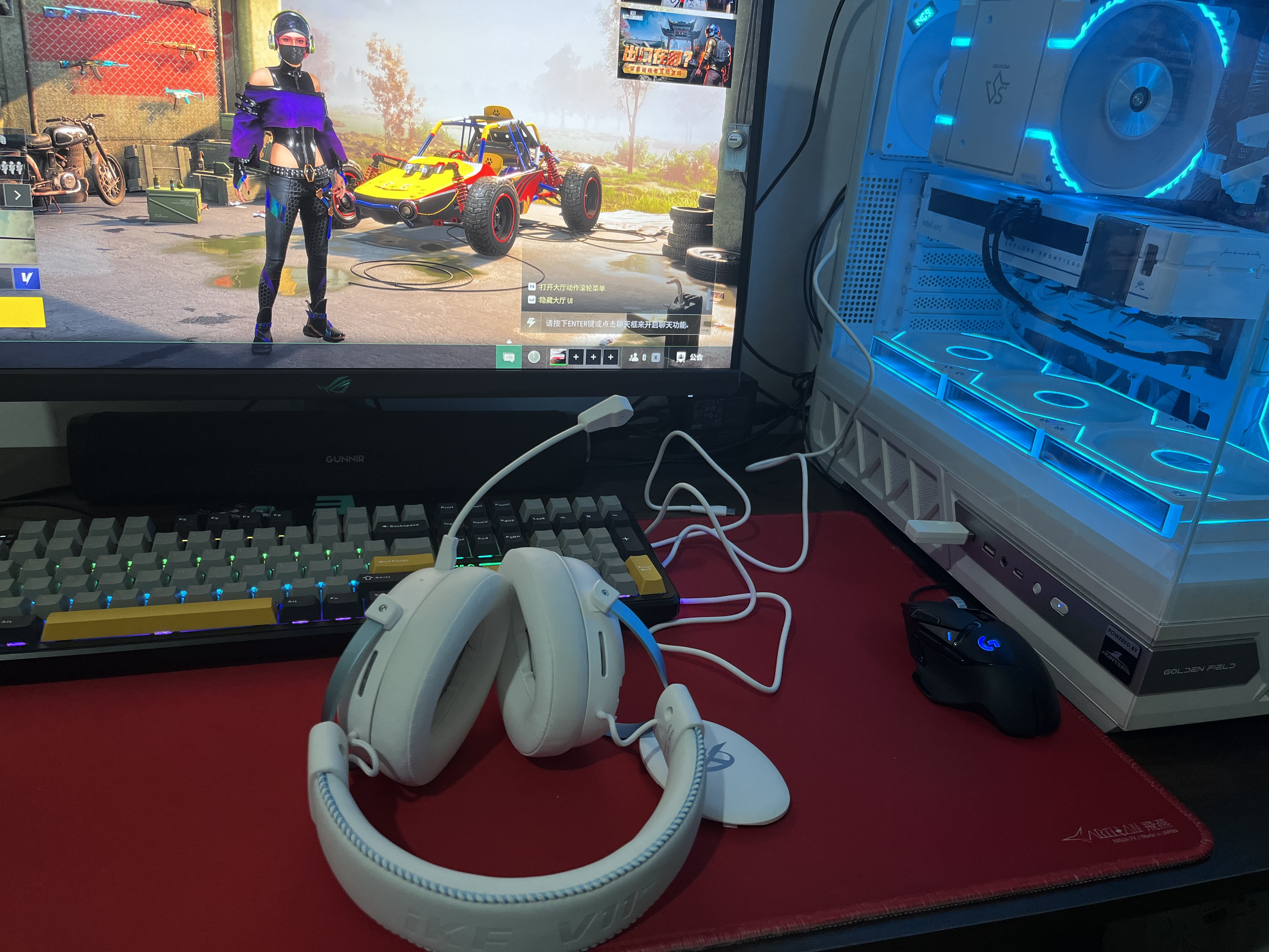 iKF V11 Max游戏耳机头戴式蓝牙四模无线有线2.4G听声辨位虚拟7.1环绕音电竞专用三角洲行动无畏契约 【 冰感耳罩+隐藏式保险舱】白蓝色 实拍图