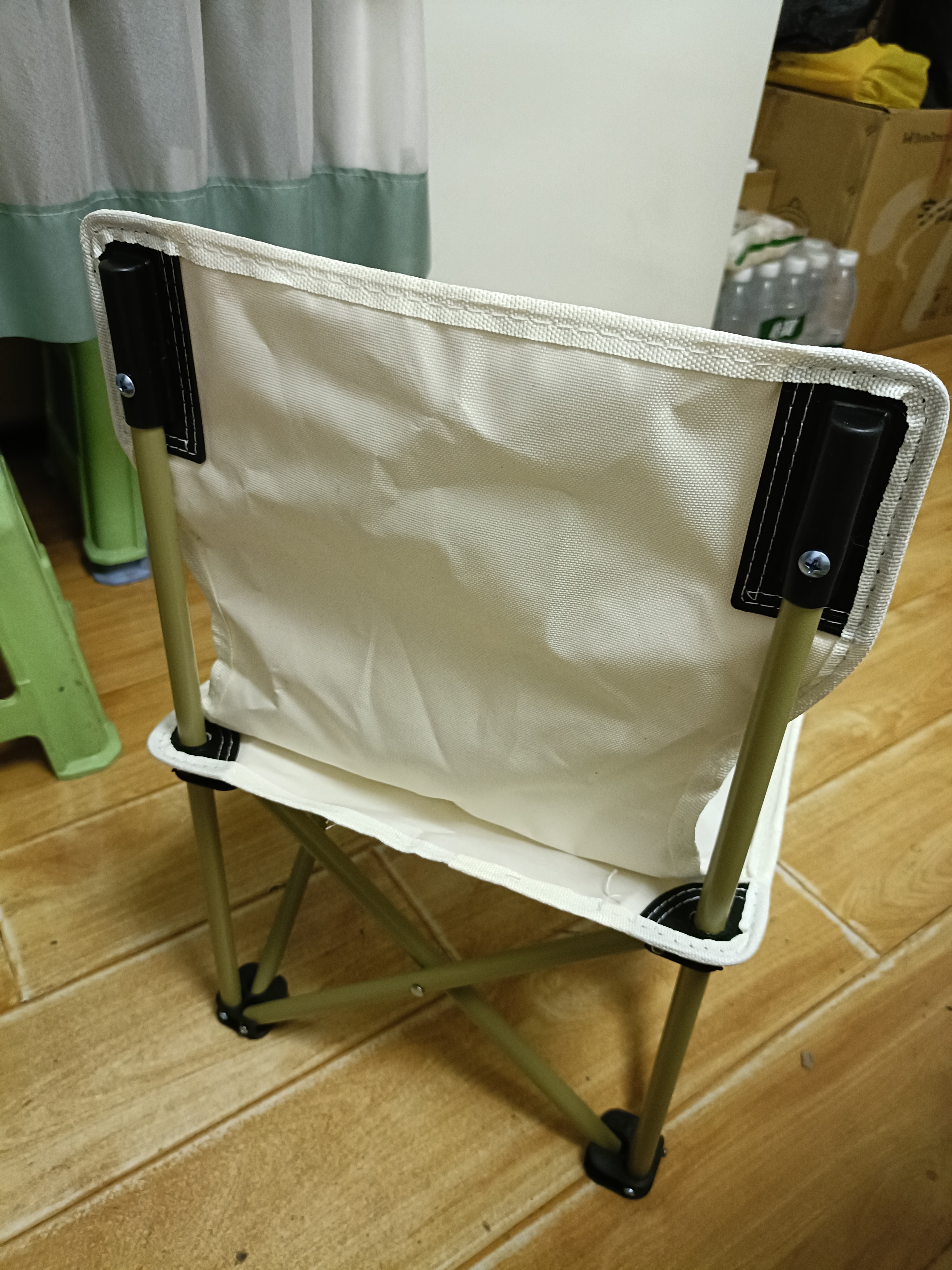 户外折叠桌椅便携式蛋卷桌野餐烧烤露营桌折叠椅 米白色-小号折叠椅【1把装】 实拍图