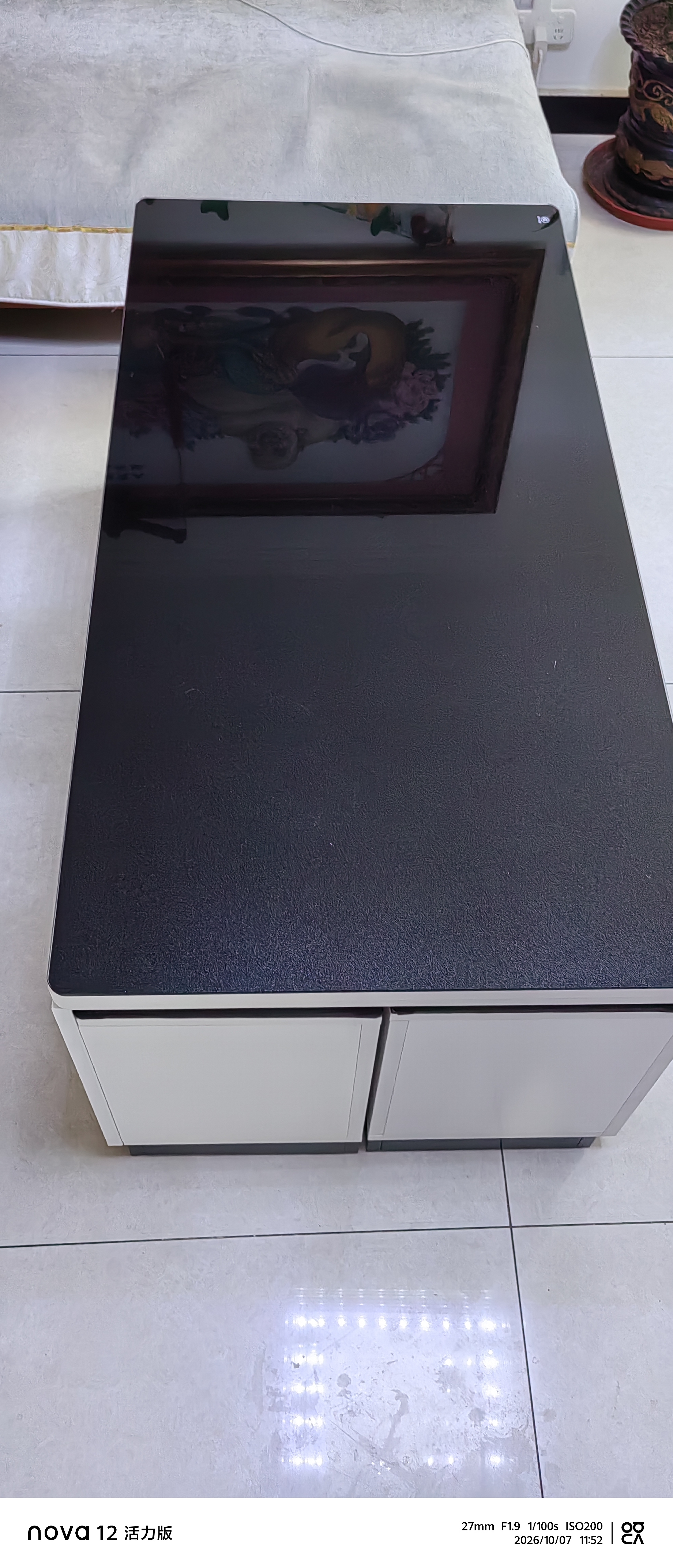 初暖多功能升降茶几餐桌两用客厅实木小户型家用吃饭茶几电视柜组合 【整装发货】1.2米黑色玻璃+软包凳*4 E0级实木板【推荐】 实拍图