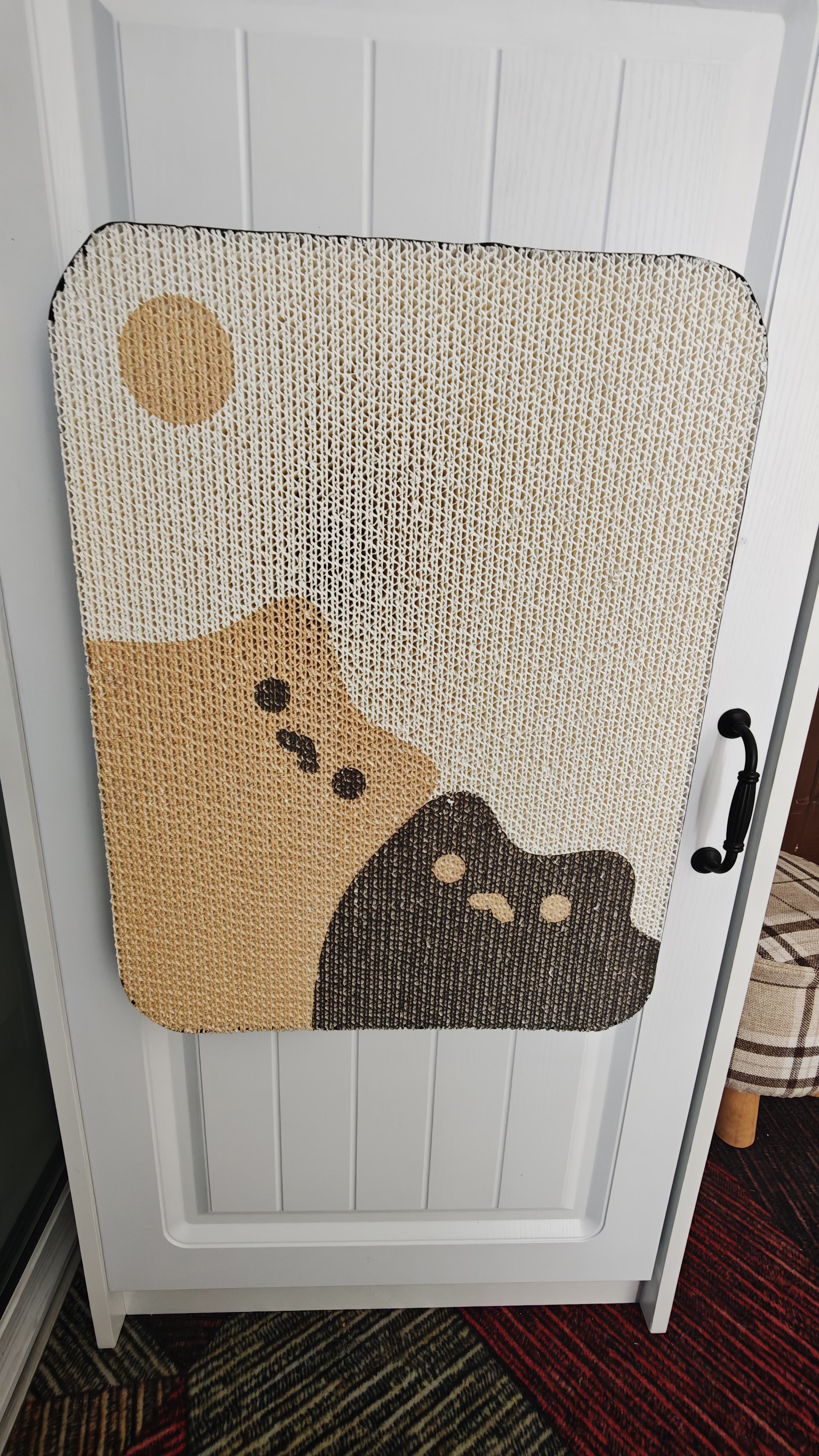 福丸贴墙猫抓板耐磨不易掉屑立式防猫抓猫抓垫 白底贴贴猫款 实拍图
