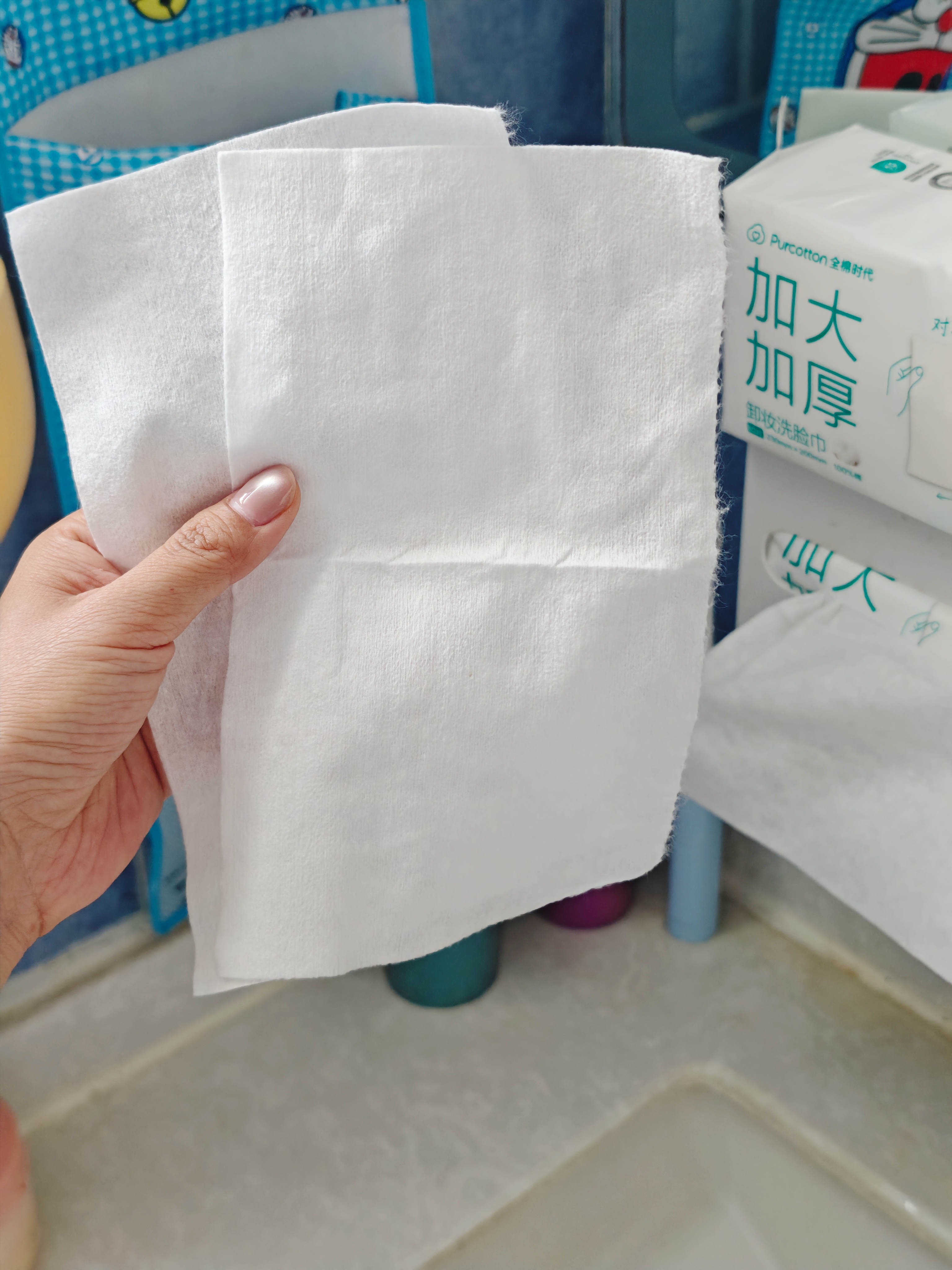 全棉时代卸妆洗脸巾80抽*3包XL码100%纯棉柔巾一次性毛巾擦脸面巾23*20CM 实拍图