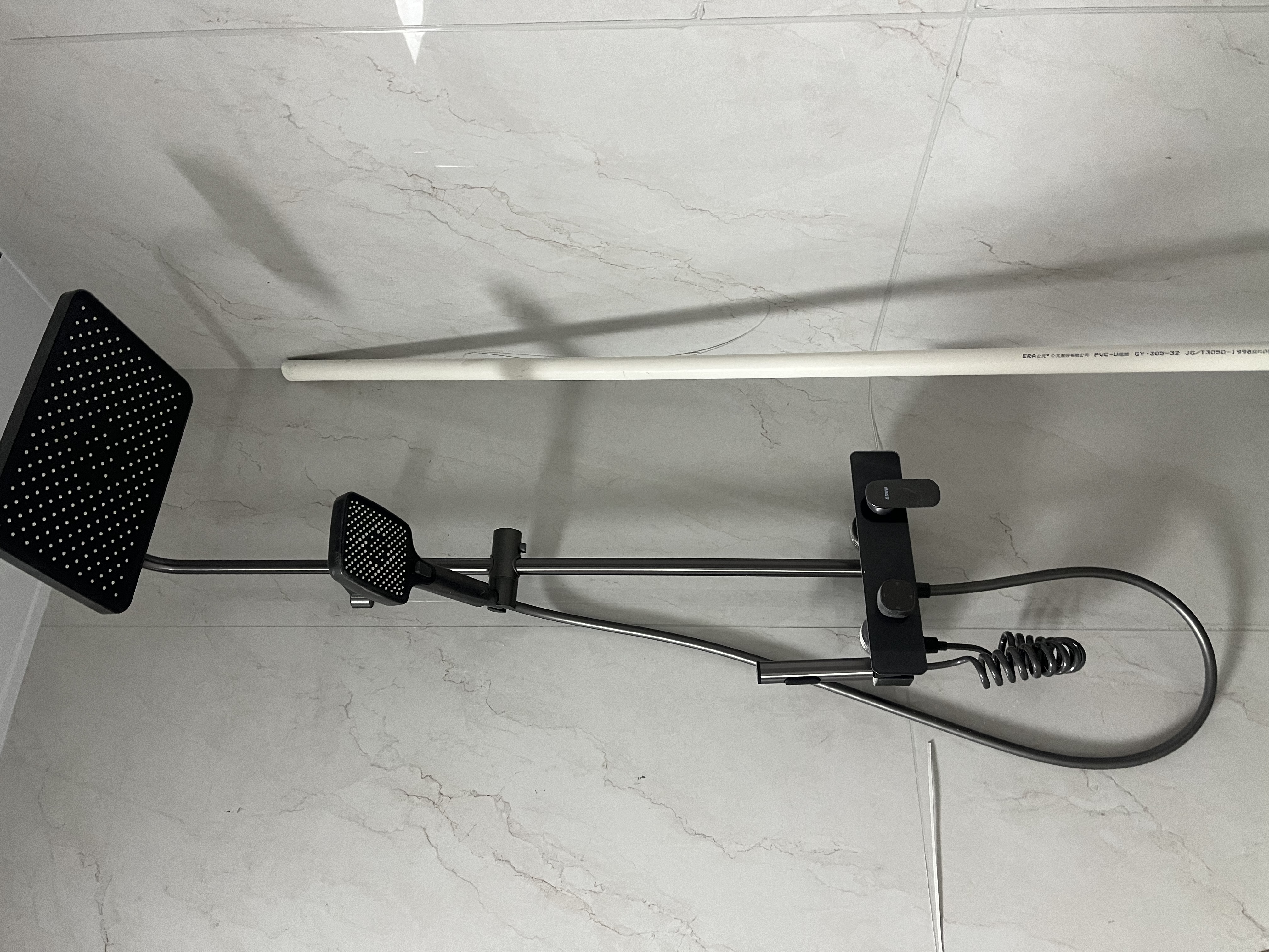 浪鲸（SSWW）卫浴智能花洒淋浴套装一体全铜增压顶喷头浴室淋浴器 【巨幕顶喷 精铜主体】枪灰色 实拍图