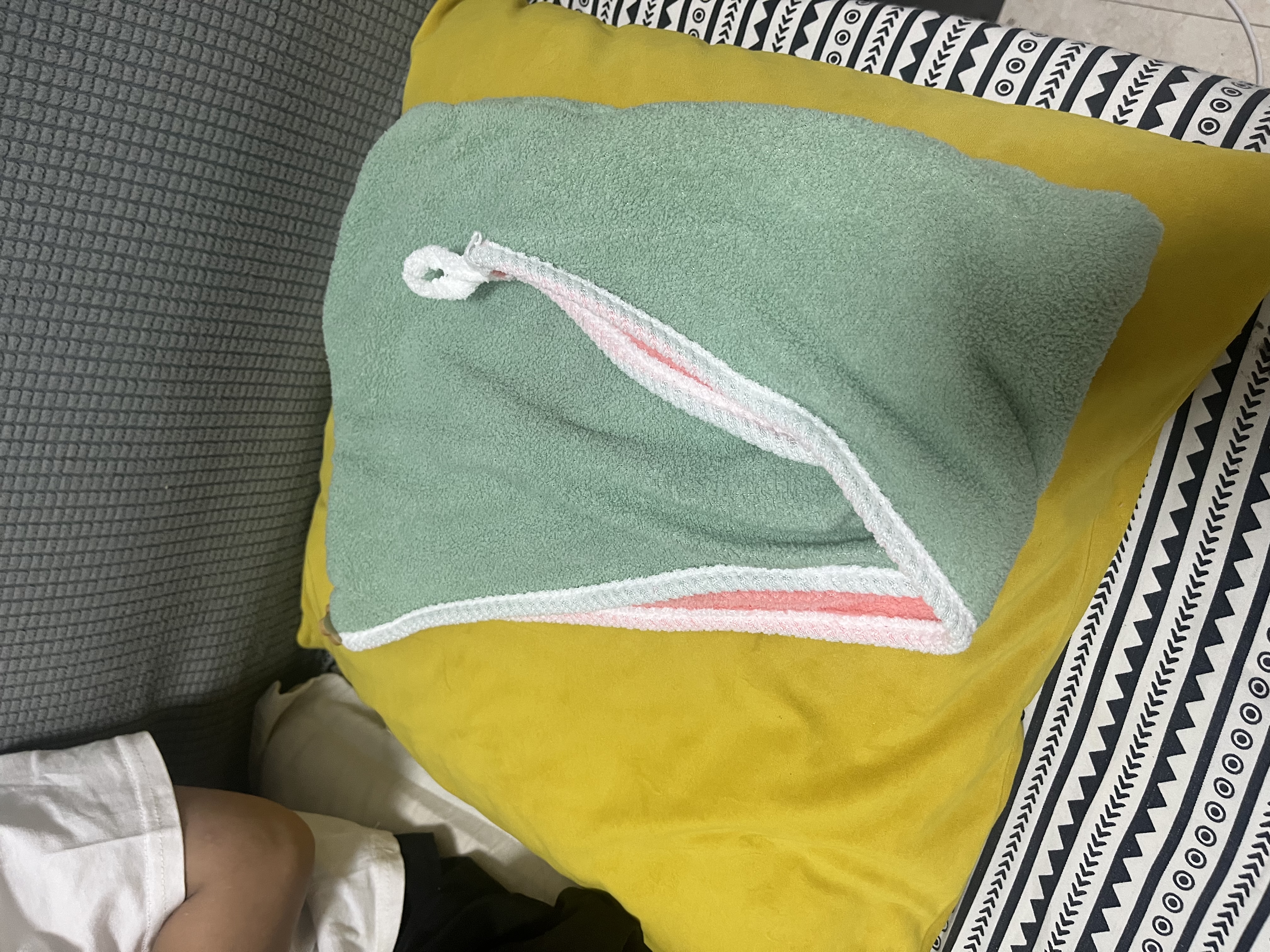 干发帽女吸水双层2025新款帽子包头巾洗头擦头发超强速干毛巾浴帽 加厚双层两用干发帽-粉绿 实拍图
