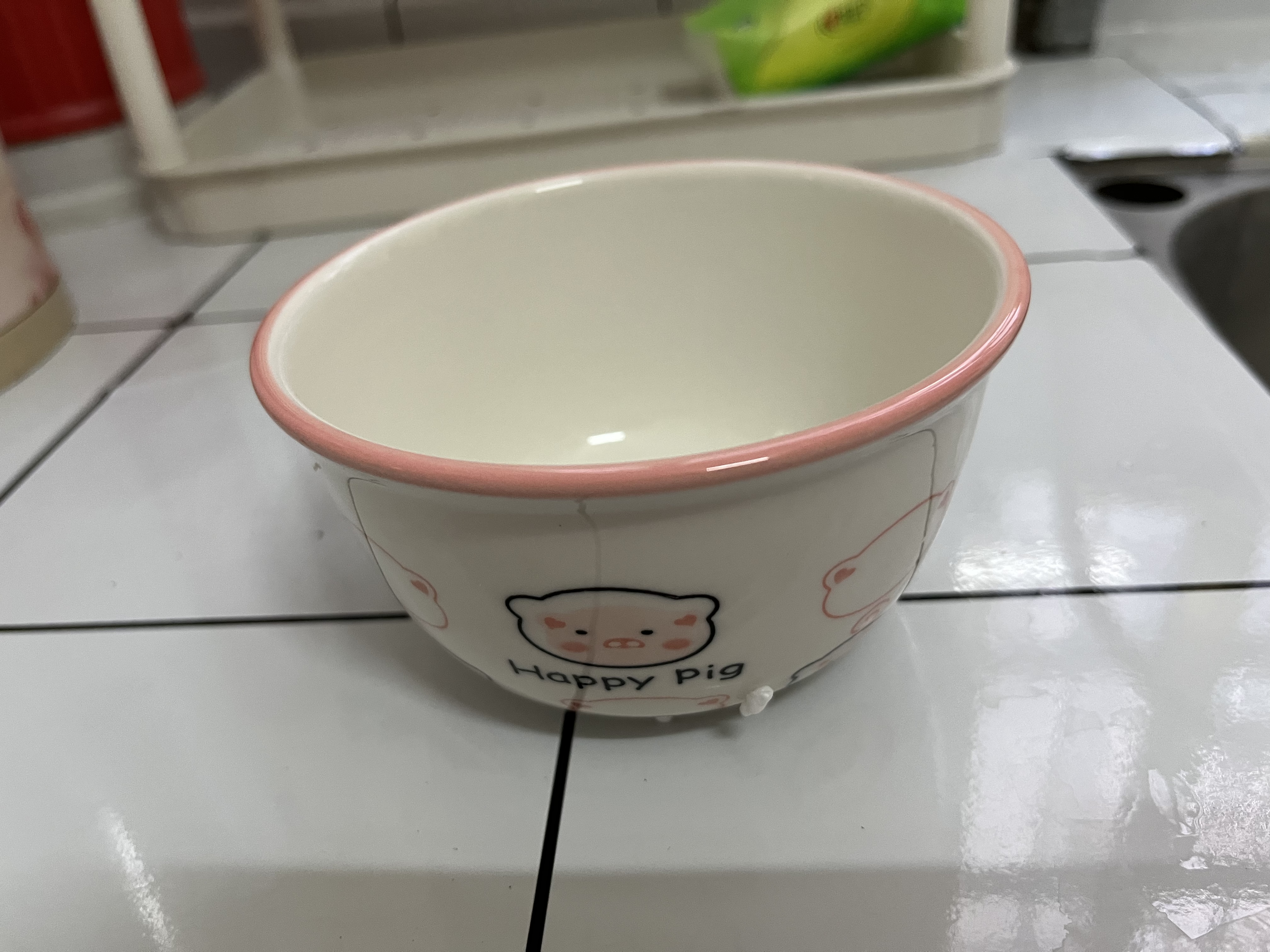 儿童宝宝高颜值陶瓷釉下彩happy陶瓷ins家用餐具可爱釉下彩饭碗 粉猪4.5英寸碗【1碗】 实拍图