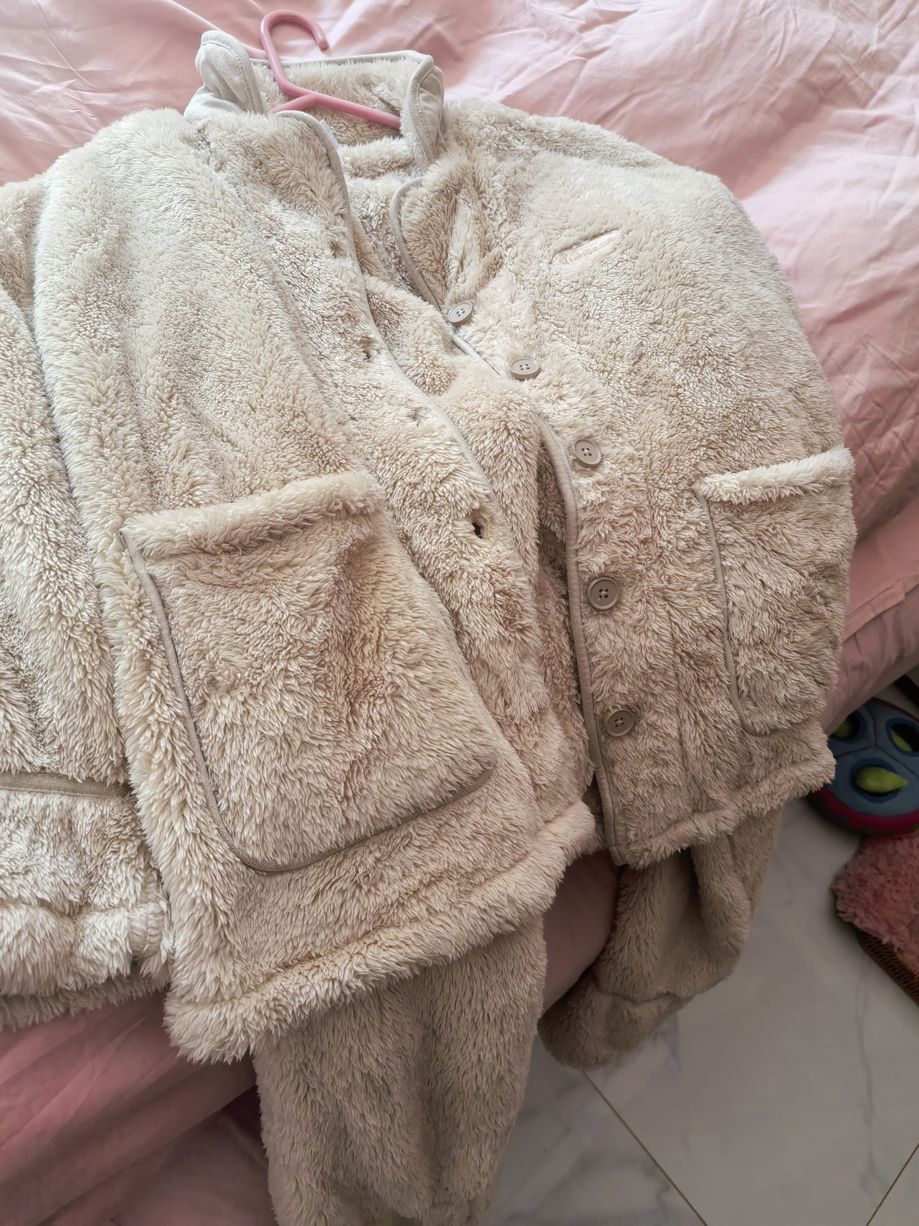 红豆睡衣女珊瑚绒加厚简约情侣款开衫保暖家居服套装 实拍图