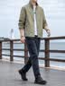 罗蒙夹克男秋季百搭舒适商务休闲立领行政干部上衣外套男2366卡其XL 实拍图
