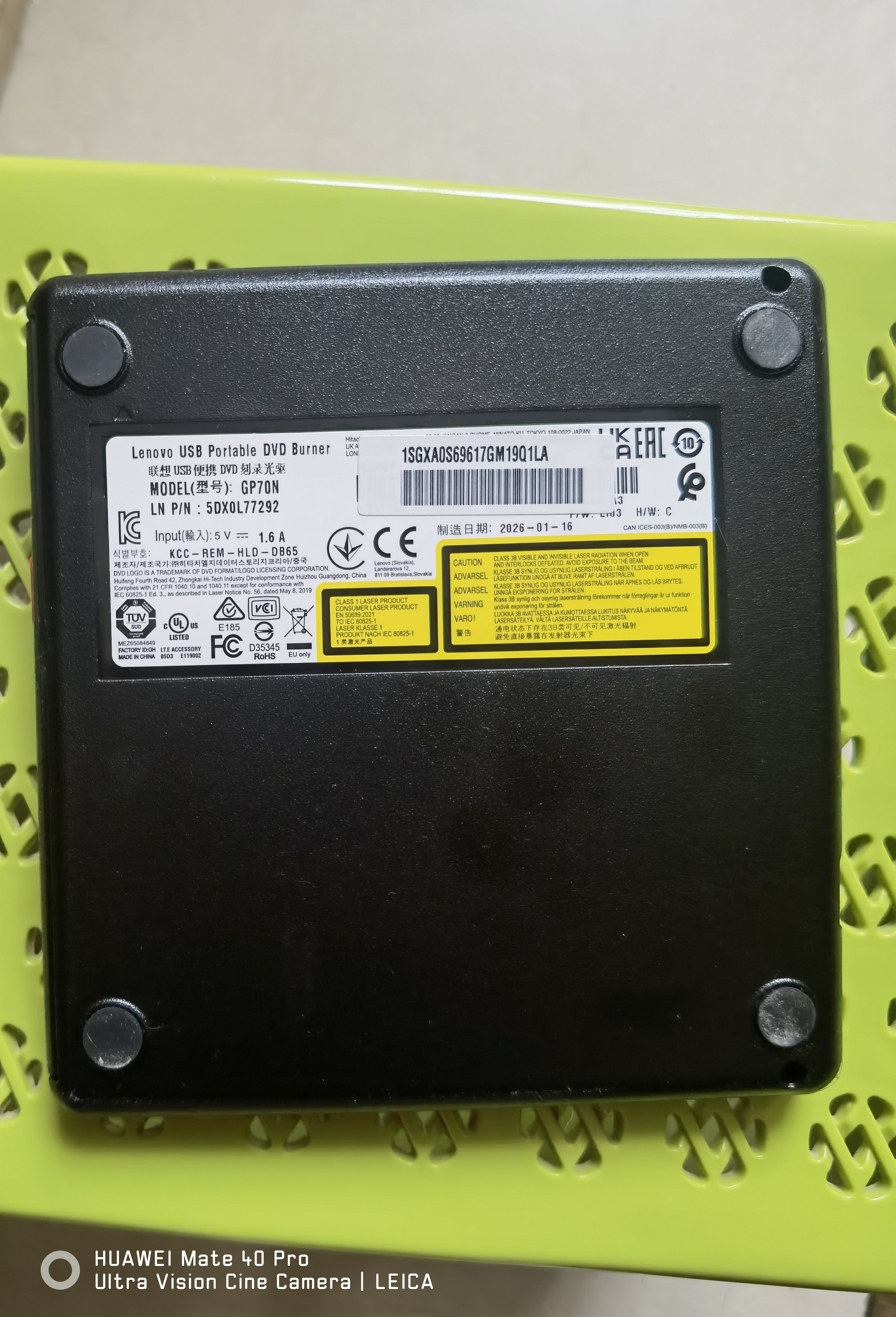 联想（Lenovo）8倍速 USB外置光驱 DVD外置刻录机 移动光驱 外接光驱 笔记本电脑便携光驱外置读刻一体黑色 GP70N 实拍图