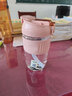 EWIWE ins风格双饮盖头男女咖啡杯随手玻璃杯吸管水杯子防滑硅胶套圈 隔热咖啡杯/胭脂粉/约500ml 实拍图