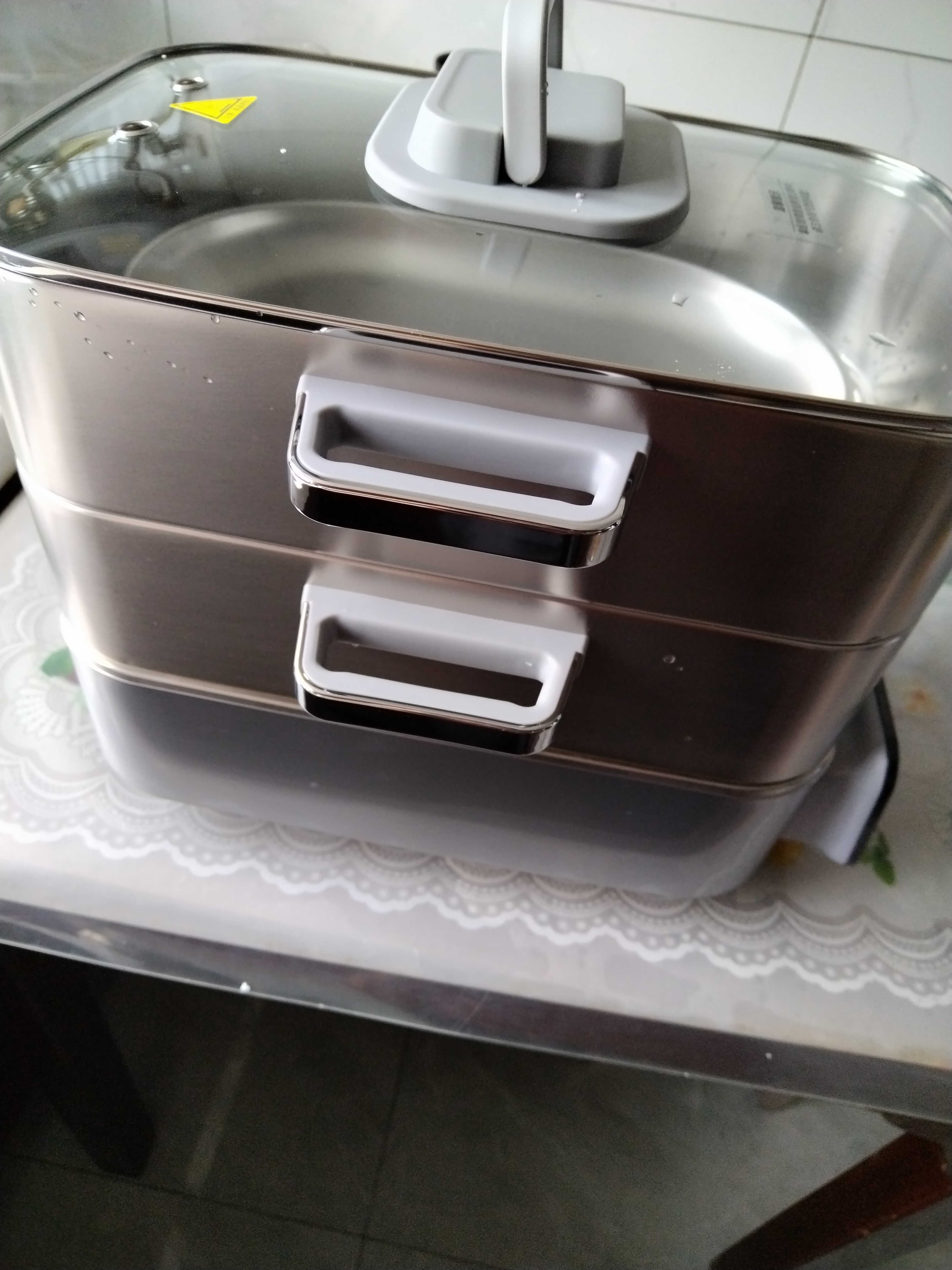 美的（Midea）AI蒸魔方电蒸锅炖蒸煮一体多功能智能18L三层大容量0涂层不锈钢煮锅多用途锅含钛钢鱼盘ZGS3523F9 实拍图