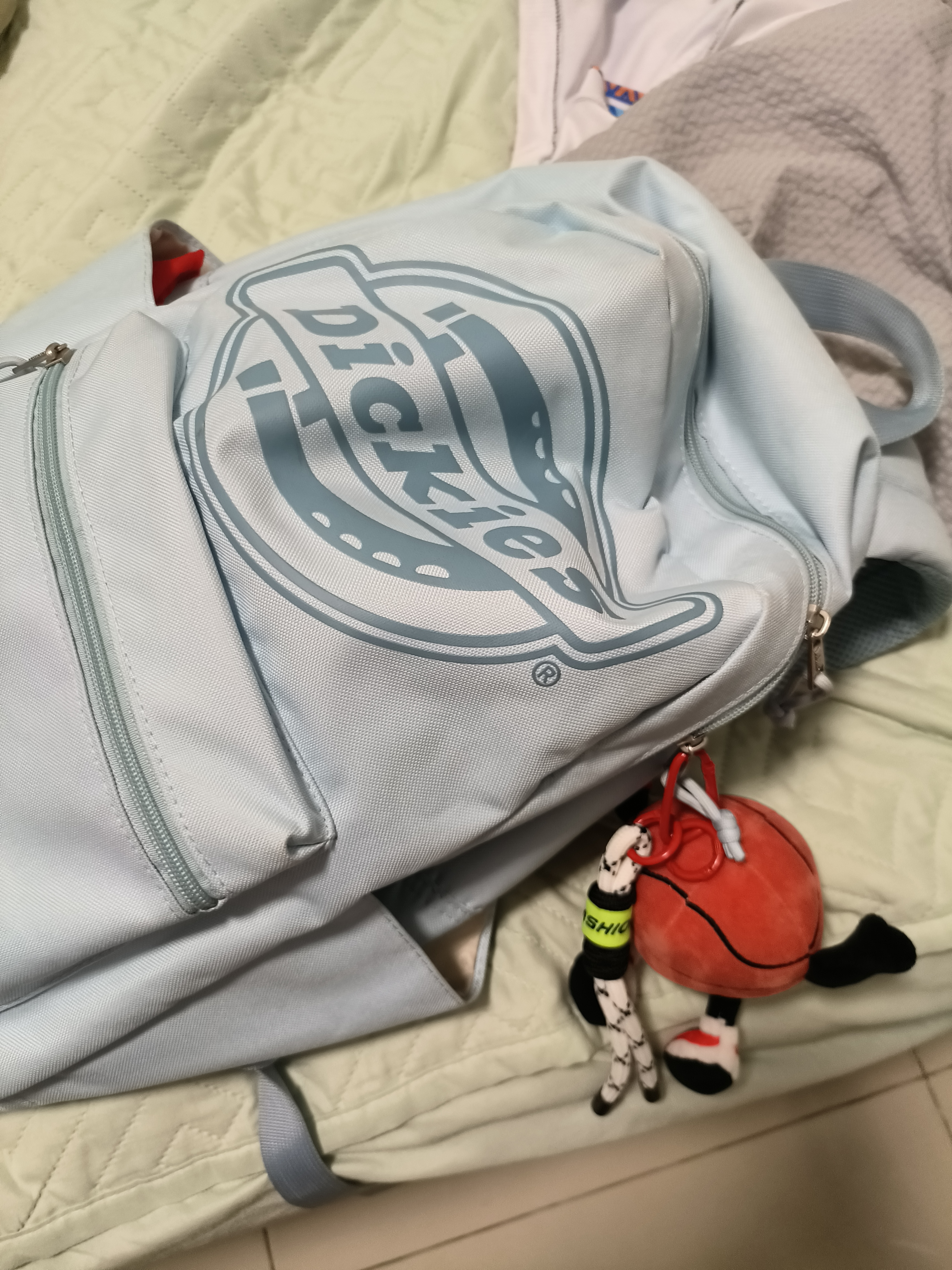 Dickies双肩背包女大学生通勤书包大容量初高中电脑包旅行包2026新款浅蓝 实拍图