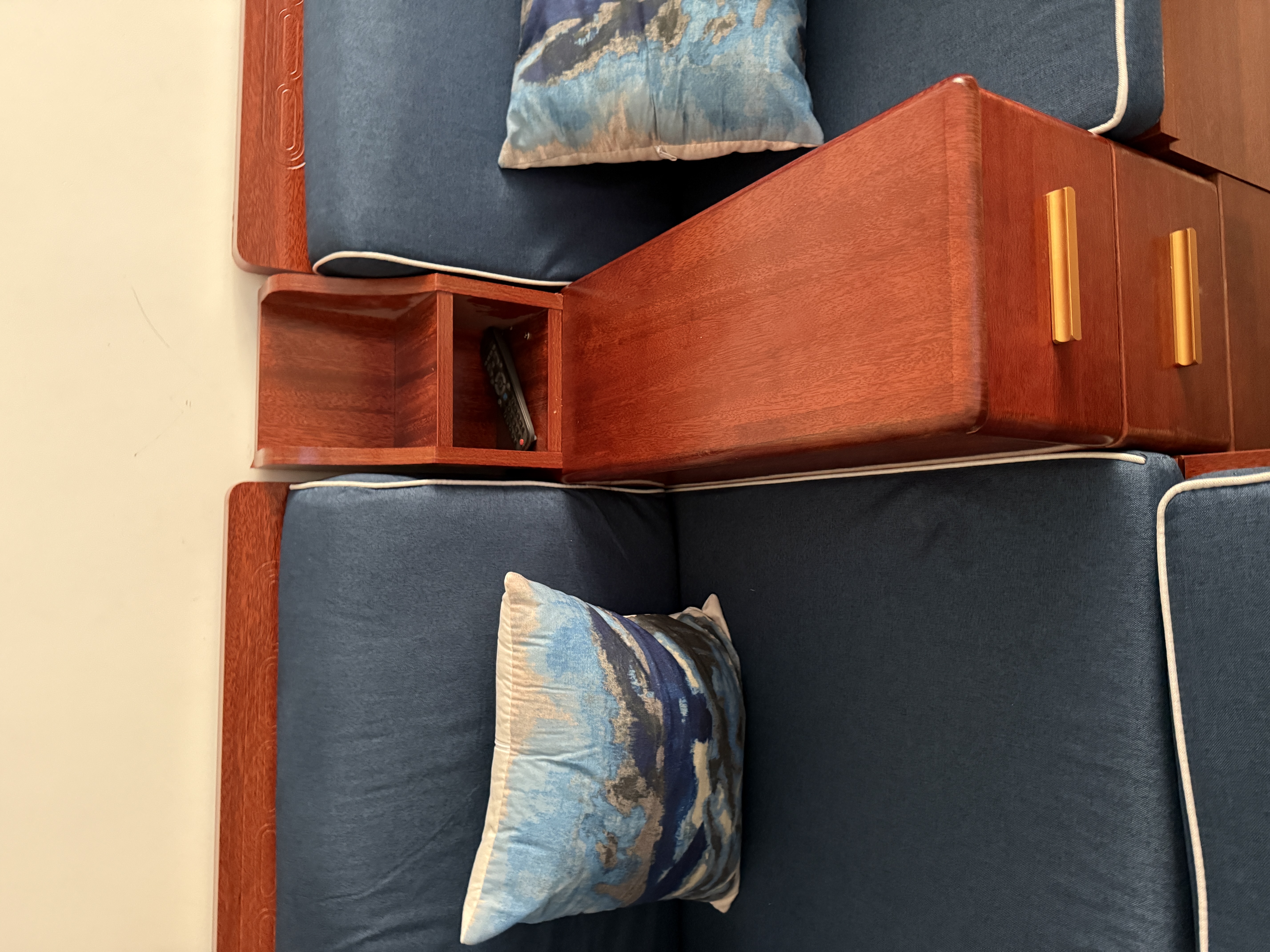 辰娅 实木沙发 胡桃木实木沙发组合现代中式冬夏两用大小户型储物家具 五人位+贵妃榻+茶水柜 实拍图