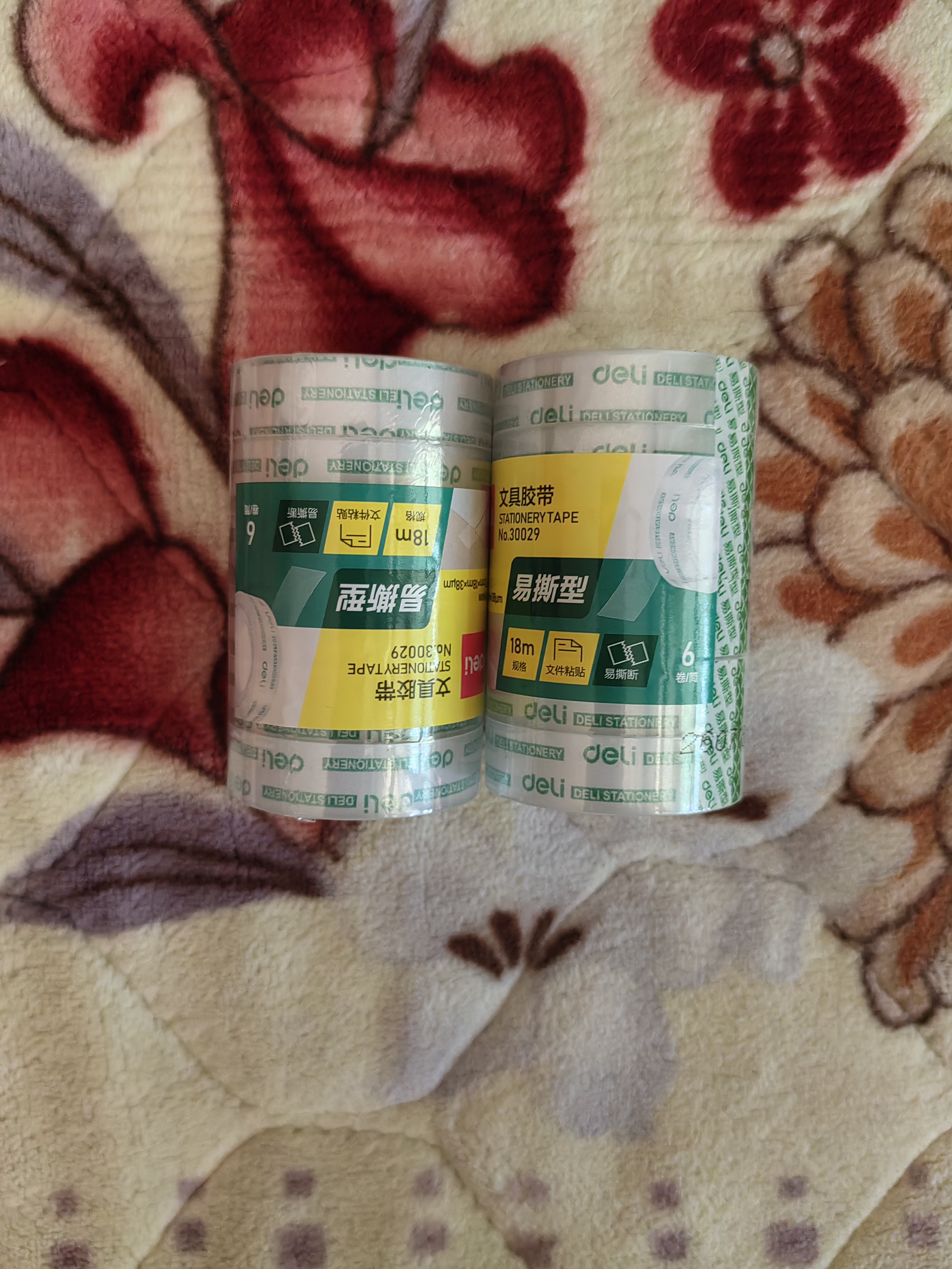 得力（deli）易撕透明胶带 12mm*18m高粘小胶带 开学必备学习用品 错题整理学生文具 6卷/筒 办公用品 30029 实拍图