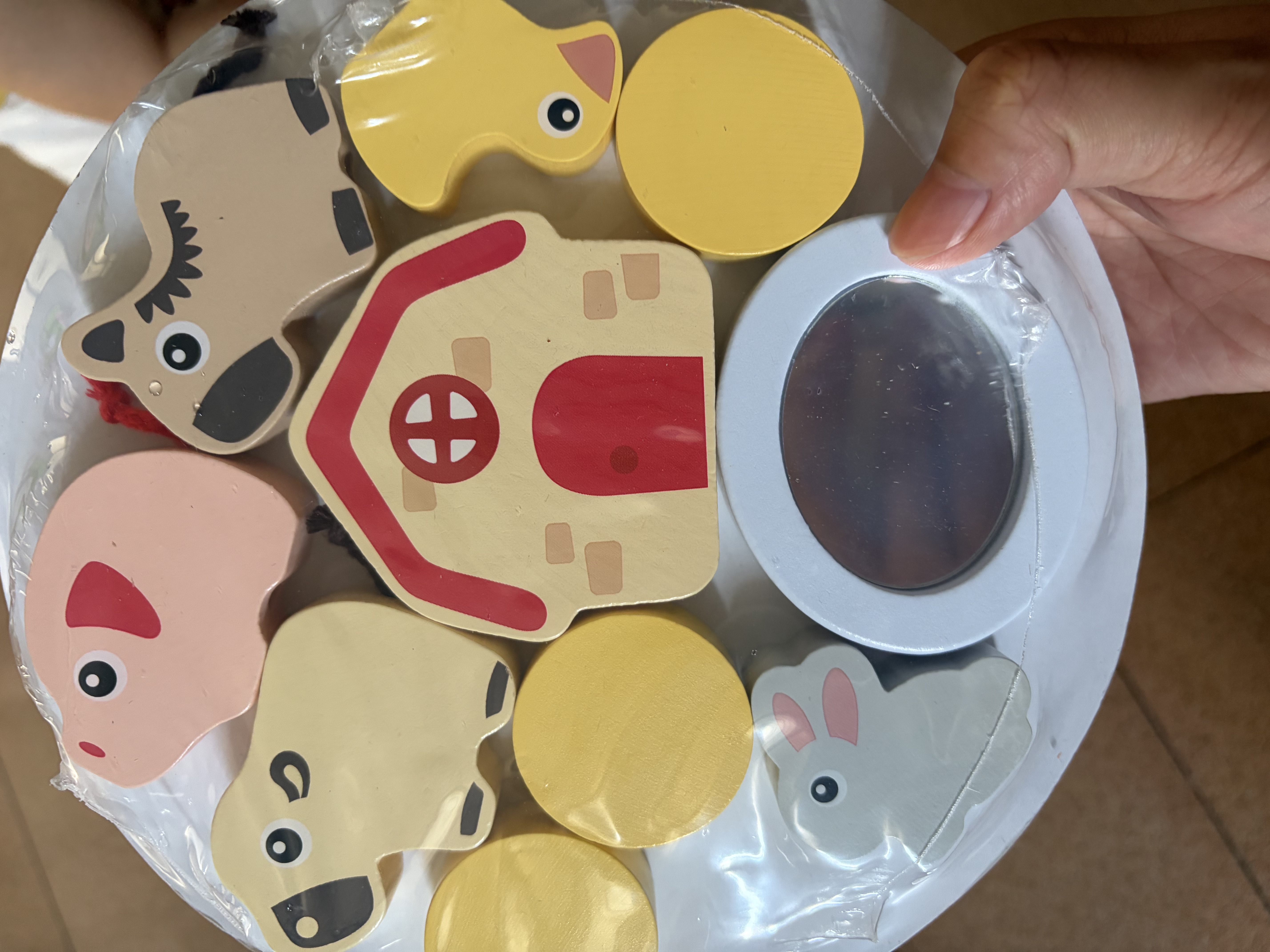 Hape宝宝木质玩具大颗粒云朵农场感官启蒙积木桶男女孩生日礼物E7550 实拍图