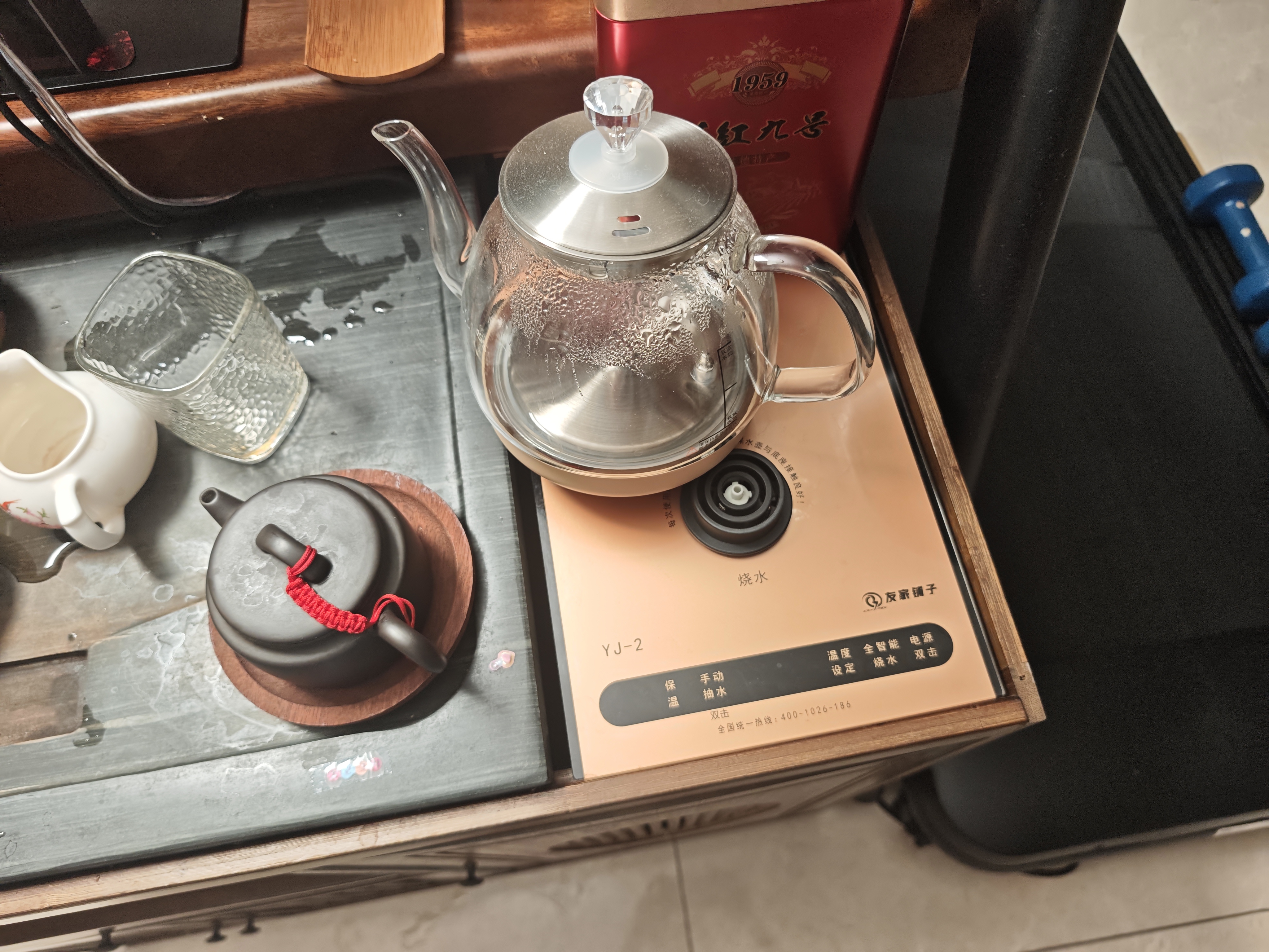 友家铺子（Biooner）全自动上水电热水壶烧水壶家用办公茶台一体机茶桌茶几嵌入式茶具套装 RY-A1金色保温1L 实拍图