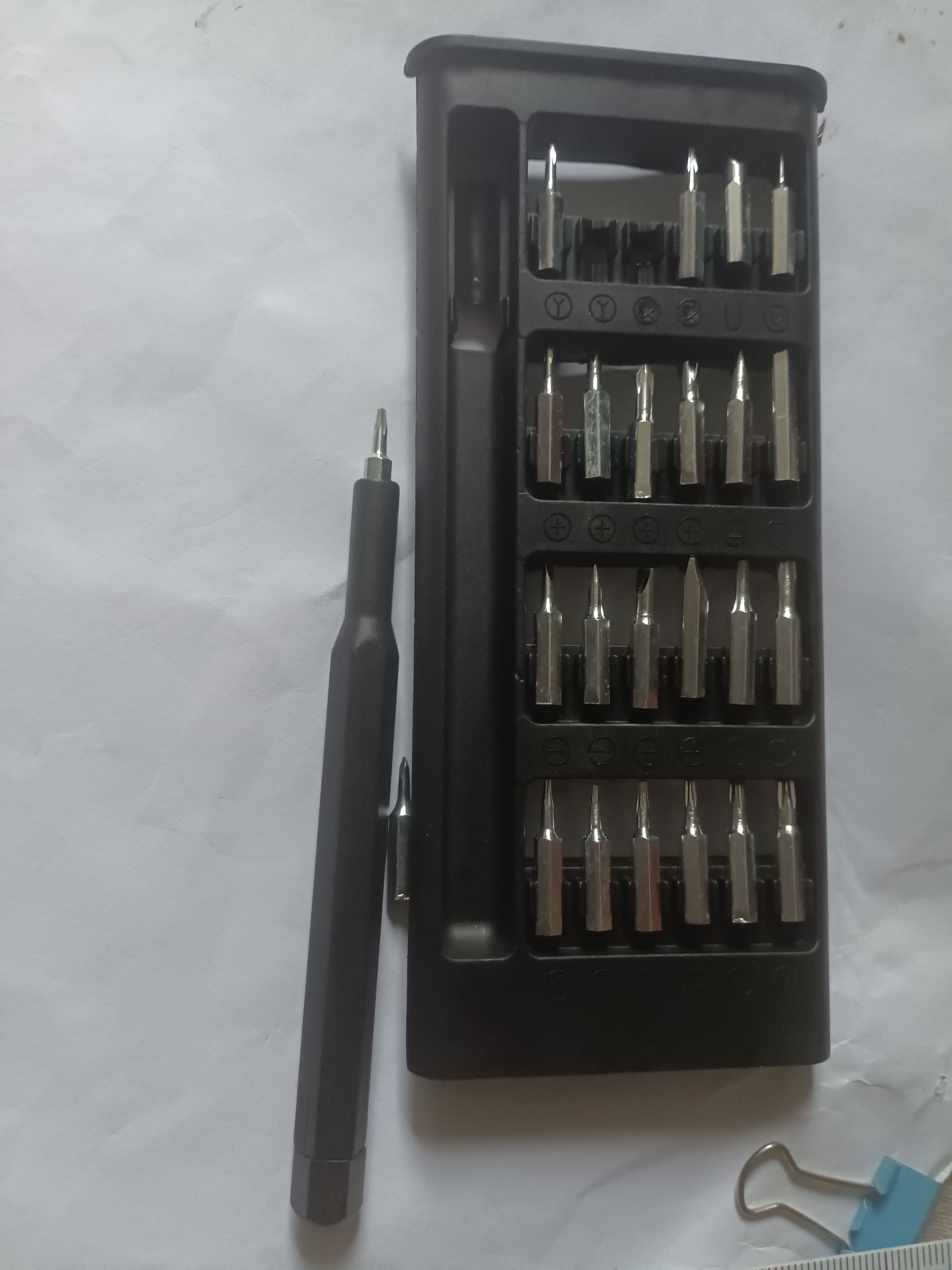 手工工具套装实验DIY多功能精密32合一24合一皮包款12合一螺丝刀起子手机电脑笔记本维修 工具盒25合一（塑料杆）颜色随机 实拍图