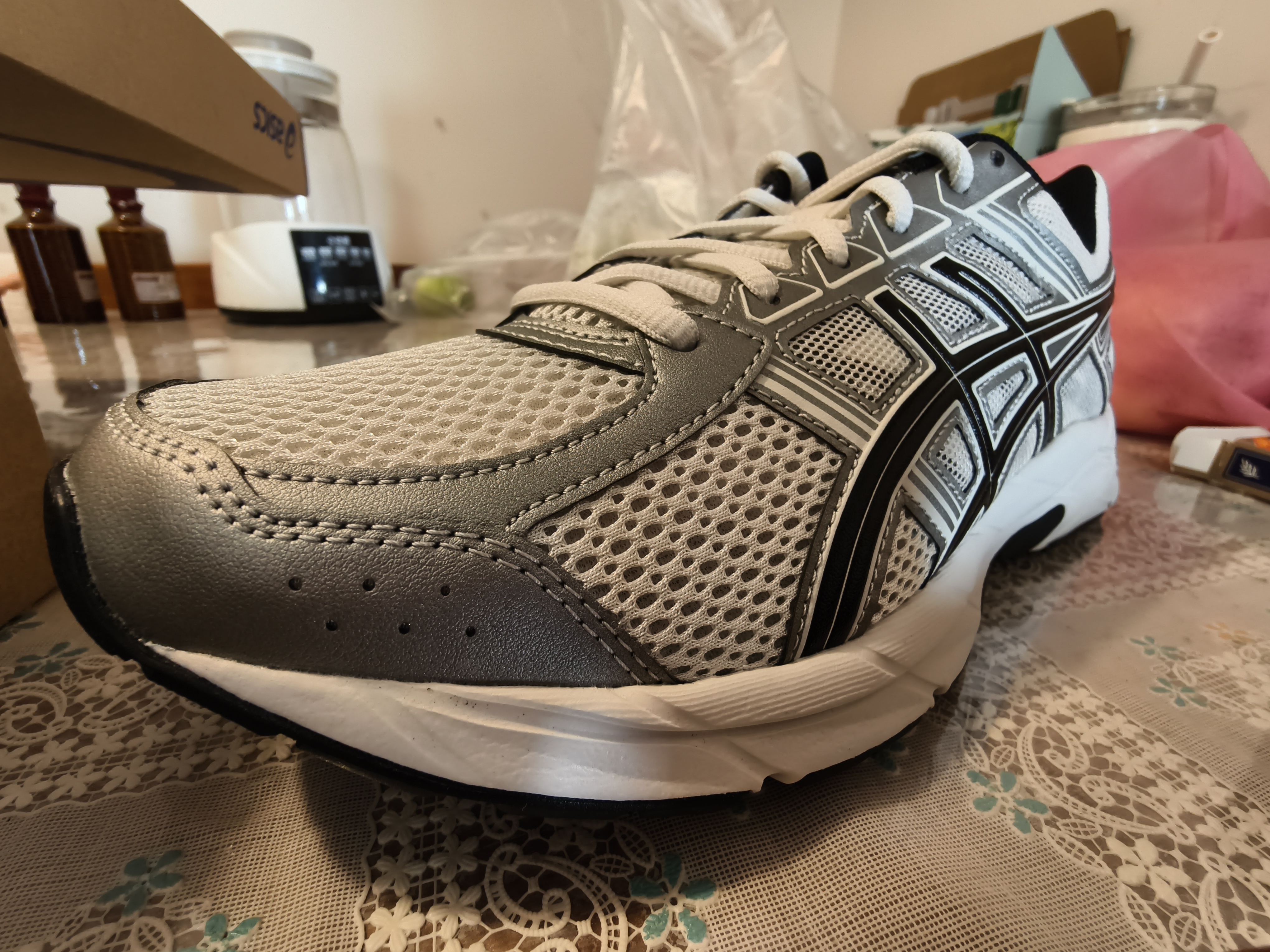 亚瑟士ASICS网面跑鞋百搭男鞋缓震运动鞋透气跑步鞋 GEL-CONTEND 4 白色/银色 43.5 实拍图